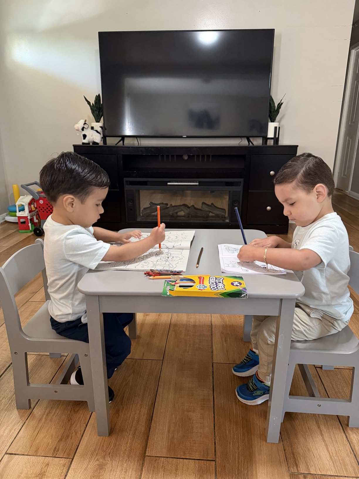 Delta Children MySize Kids Wood Table and Chair Set (2 Chairs Included) - Ideal for Arts & Crafts, Snack Time, & More - Greenguard Gold Certified, Bianca White, 3 Piece Set customer photo 2