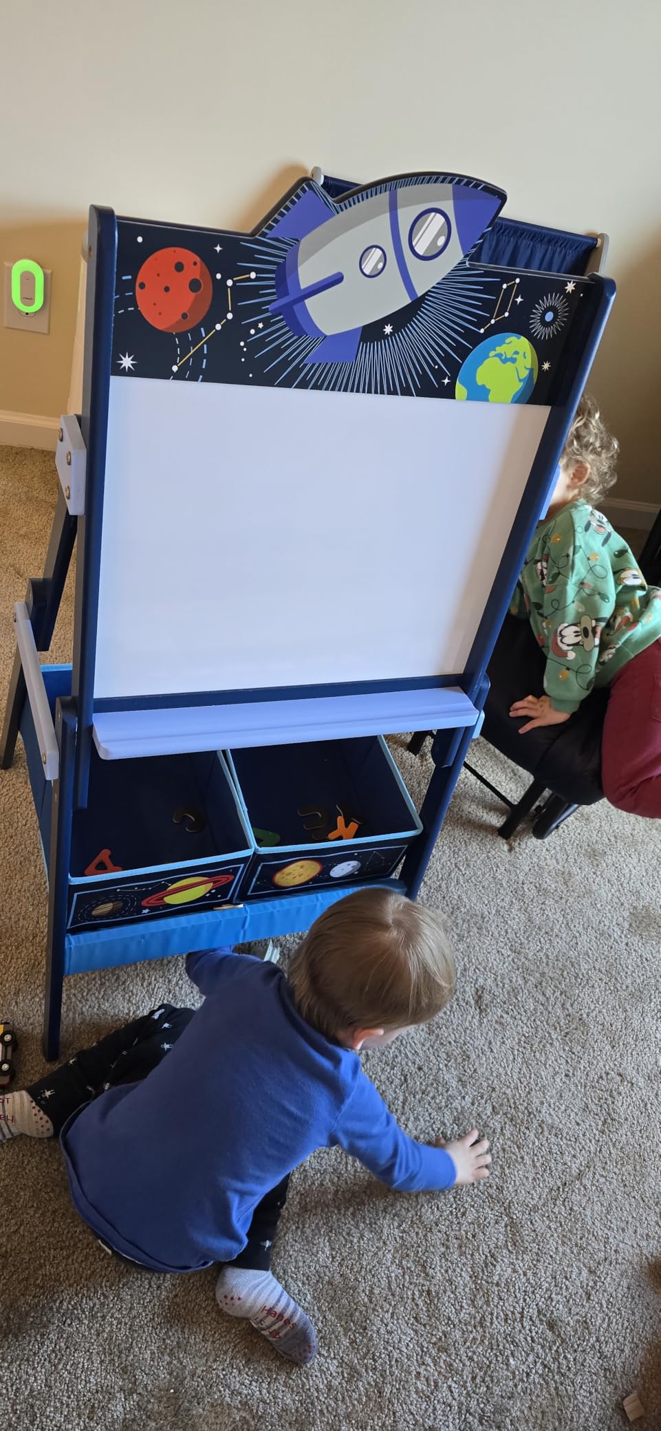 Delta Children MySize Kids Double-Sided Storage Easel - Ideal for Arts & Crafts, Drawing, Homeschooling and More - Greenguard Gold Certified, Grey customer photo 2