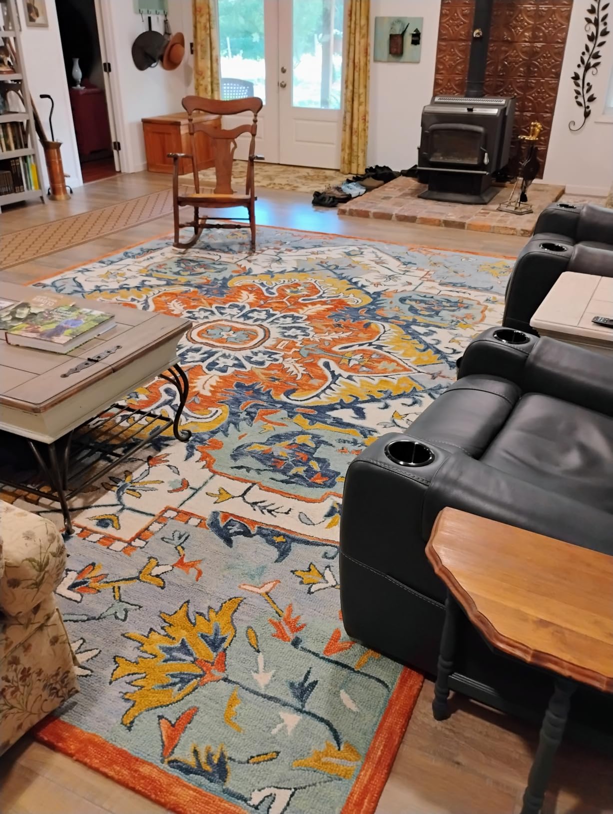 SAFAVIEH Area Rug 8x10 - Aspen Collection - Large - Blue & Rust, Handmade Wool, Boho Design, Ideal for Living Room, Bedroom, Office, Dining Space (APN312A) customer photo 1