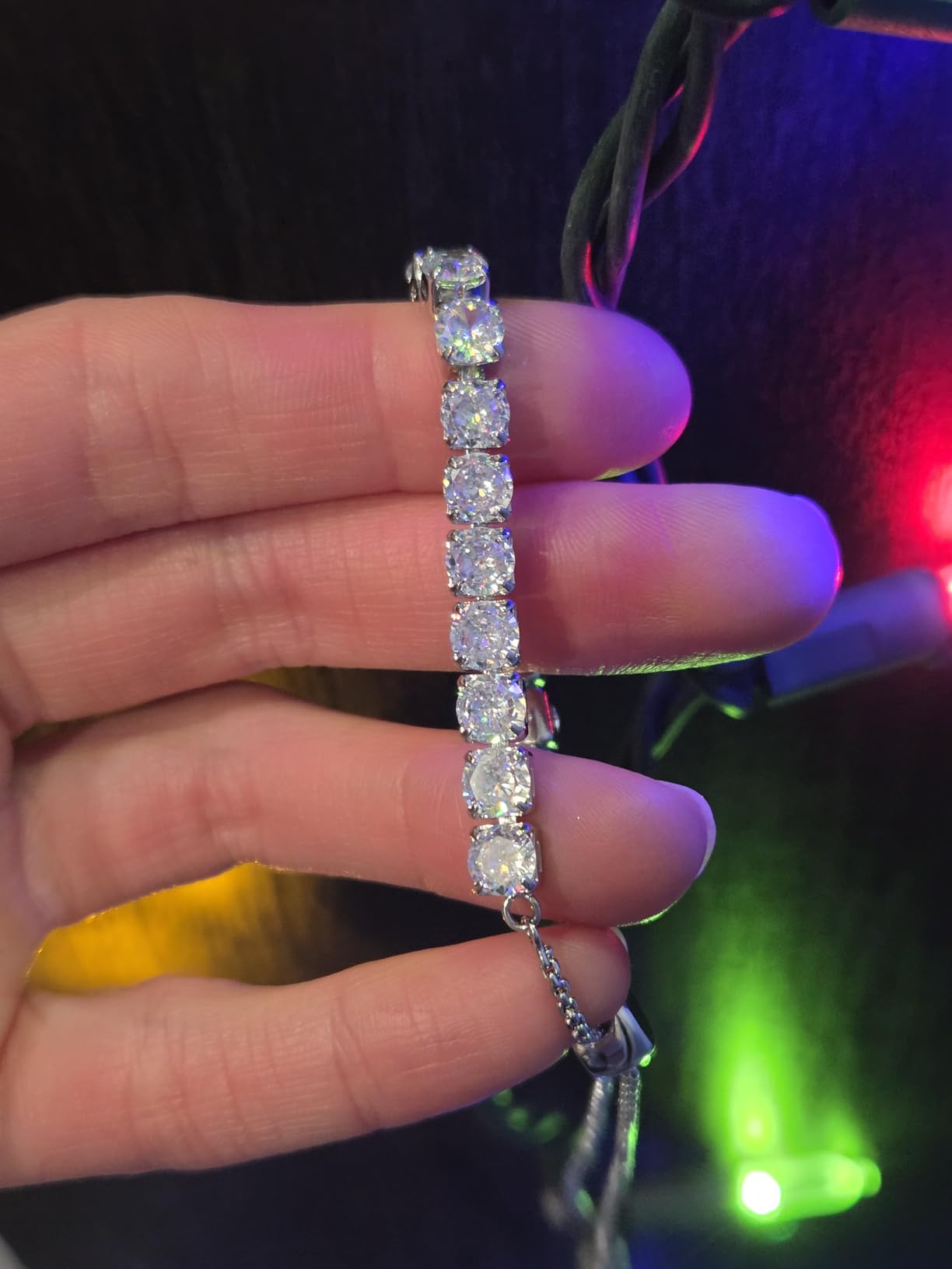 J.Fée Silver Bracelet, S925 Tennis Bracelet with Sparkling 5A Cubic Zirconia Silver Bracelets for Women Adjustable Bracelet for Women customer photo 1