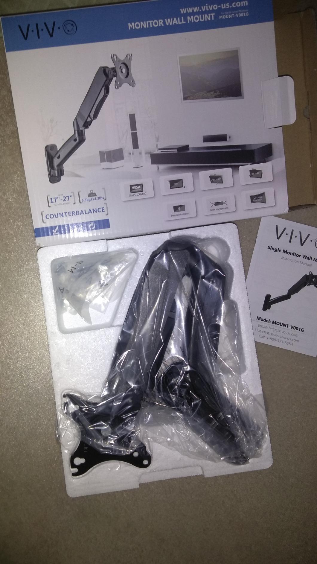 VIVO Height Adjustable Mechanical Extended Arm Dual Monitor Wall Mount Full Motion Articulating, Fits 2 Screens 17 to 32 inches, Black, MOUNT-V002G customer photo 1