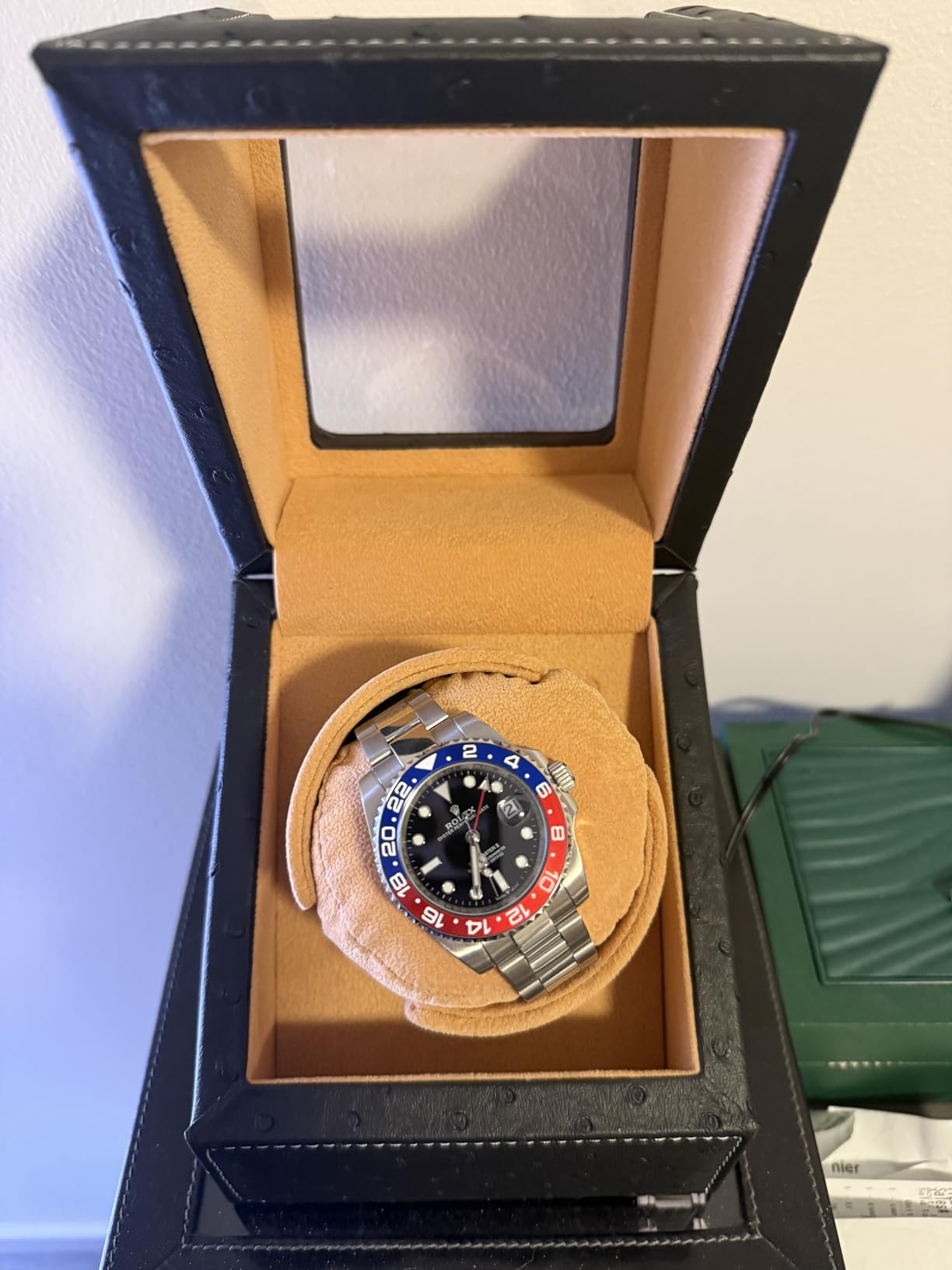 DRIKLUX Automatic Single Watch Winder for Rolex and Other Luxury Watches - Automatic Winder with Quiet Motor, Premium Black Ostrich Leather Exterior and Soft Flexible Watch Pillows of Camel Velvet customer photo 1