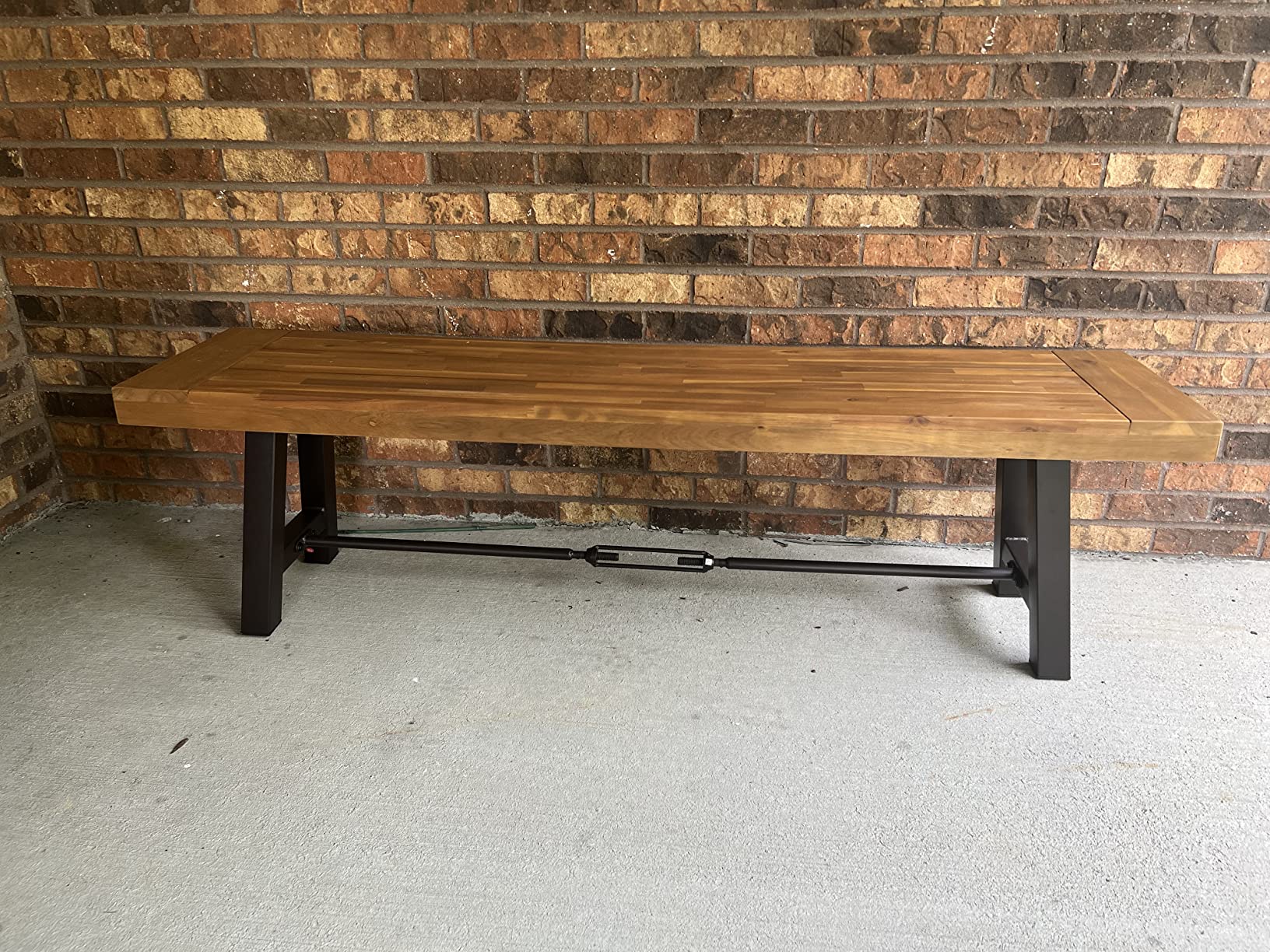 Christopher Knight Home Catriona Outdoor Acacia Wood Bench with Metal Accents, Teak Finish customer photo 2