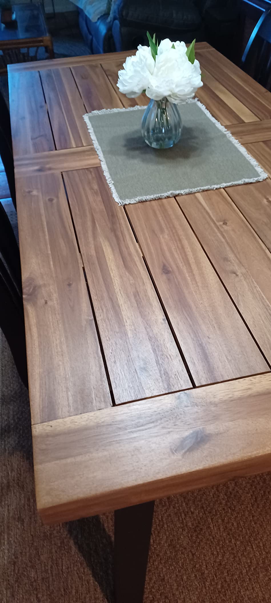 Christopher Knight Home Della Acacia Wood Dining Table, Teak Finish With Rustic Metal customer photo 2
