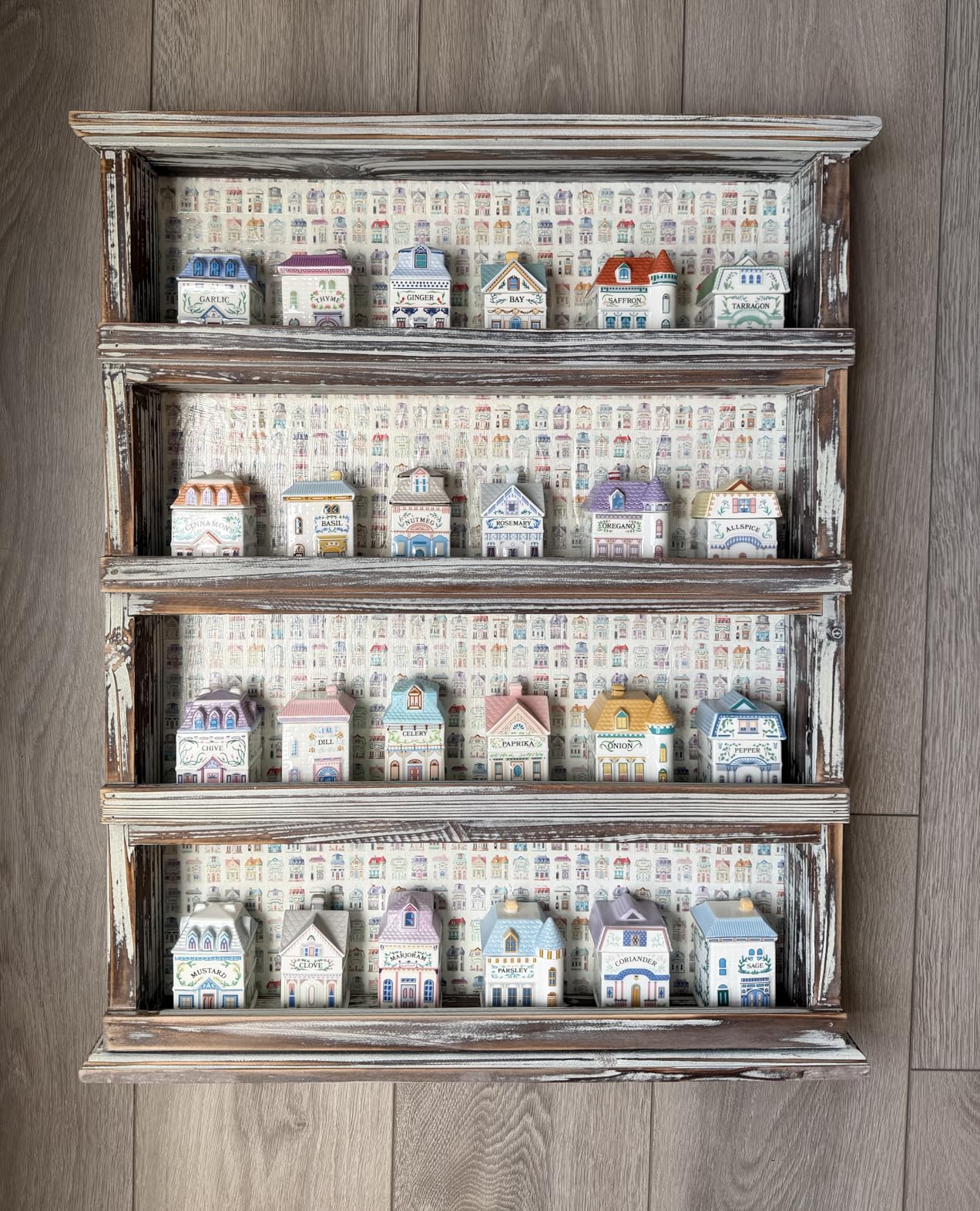 MyGift Wooden Spice Rack Wall Mount, Hanging 4 Tier Seasoning Jar Shelf Organizer, Condiment Storage for Kitchen, Pantry, Large Spice Organization, Vintage Rustic Torched customer photo 1