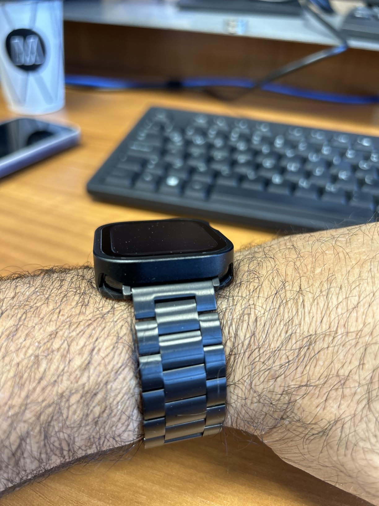 Fullmosa Band Compatible with Apple Watch 44mm 45mm 42mm, Stainless Steel iWatch Band for Apple Watch Se 2 Series 9/8/7/6/5/4/3/2/1 customer photo 2