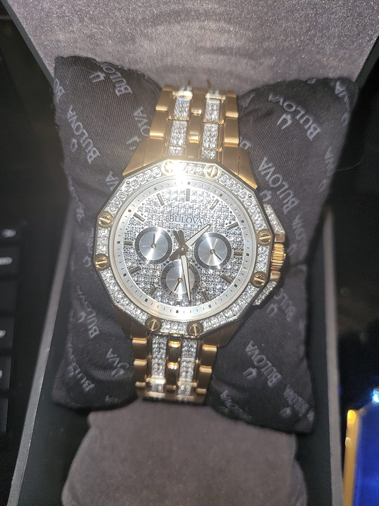Men's Crystal Octava Chronograph Quartz Watch, Pave Crystal Dial customer photo 2