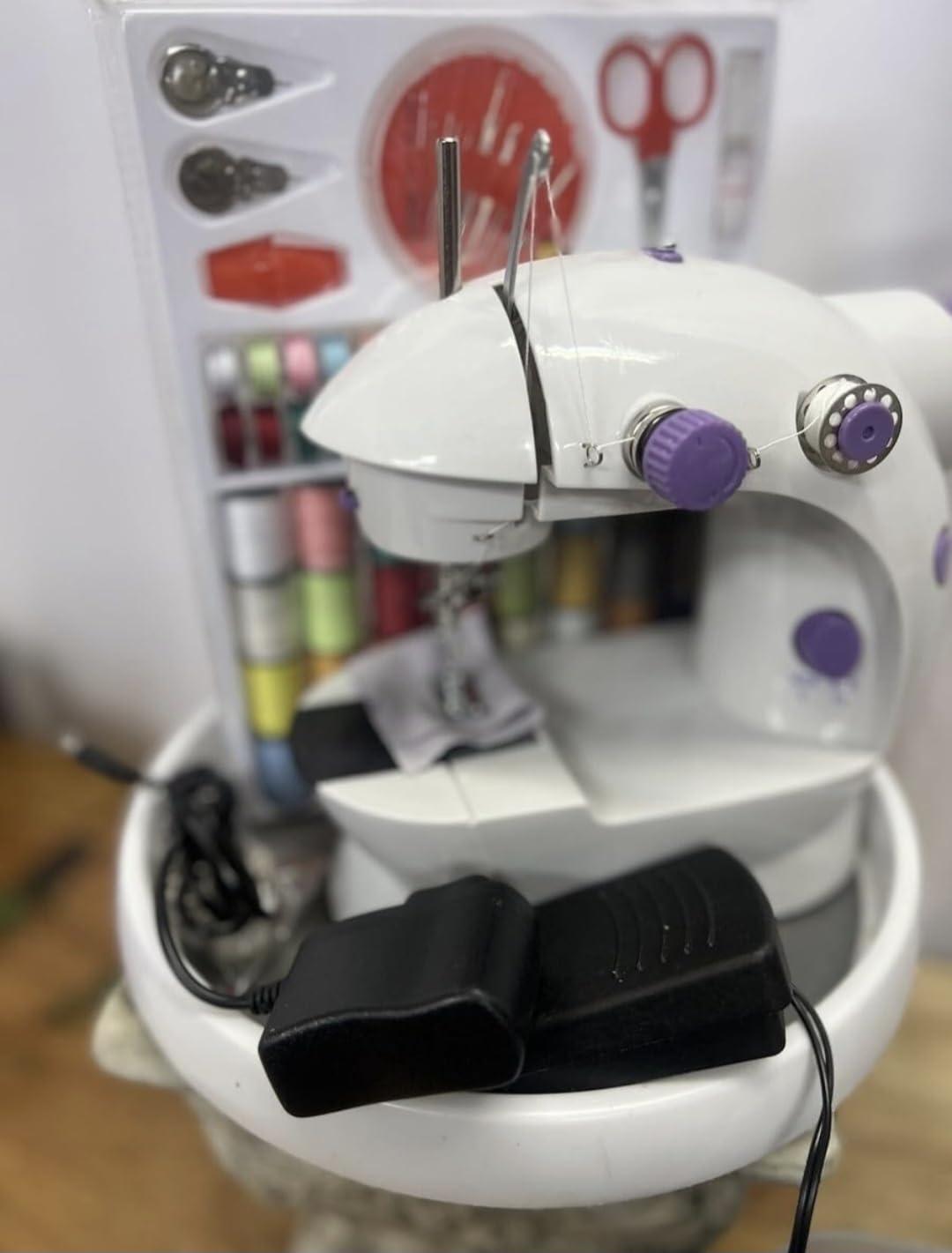 Sewing Machine for Beginners [Full Set] with Finger Guard and Fabric Bundles - Mini Sewing Machine with Sewing Kits, Foot Pedal, US Adapter and Extension Table customer photo 1