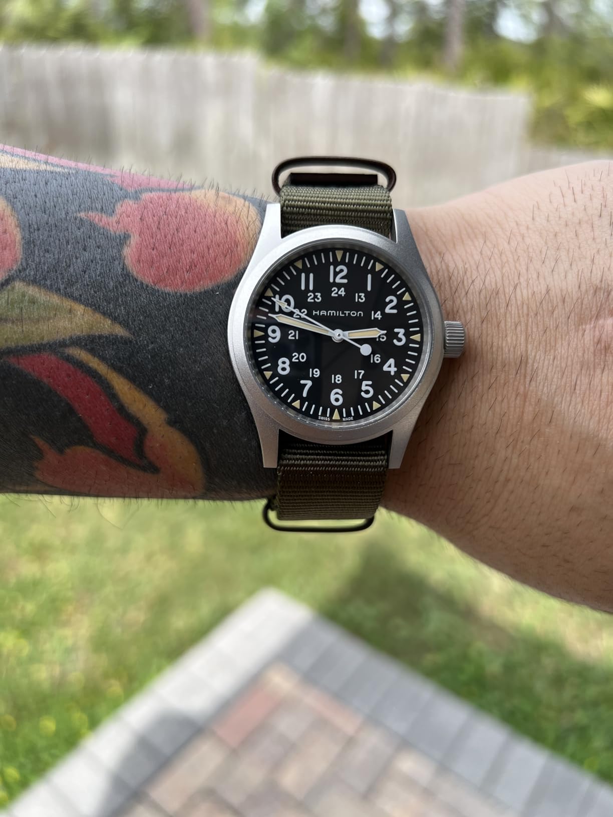 Hamilton Khaki Field Mechanical Men's Watch, 38mm Stainless Steel Case, Swiss Made, Black Dial, Sapphire Crystal, Textile Strap customer photo 1