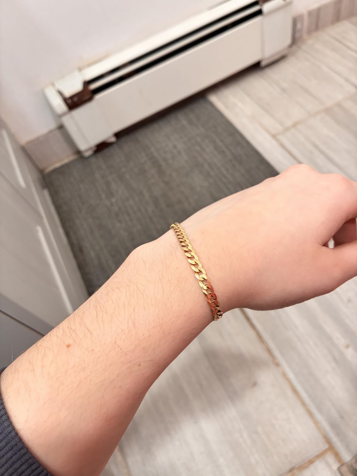 18K Gold Plated 925 Sterling Silver Italian 5mm Solid Diamond-Cut Cuban Link Curb Chain Bracelet for Men Women, Made in Italy customer photo 2