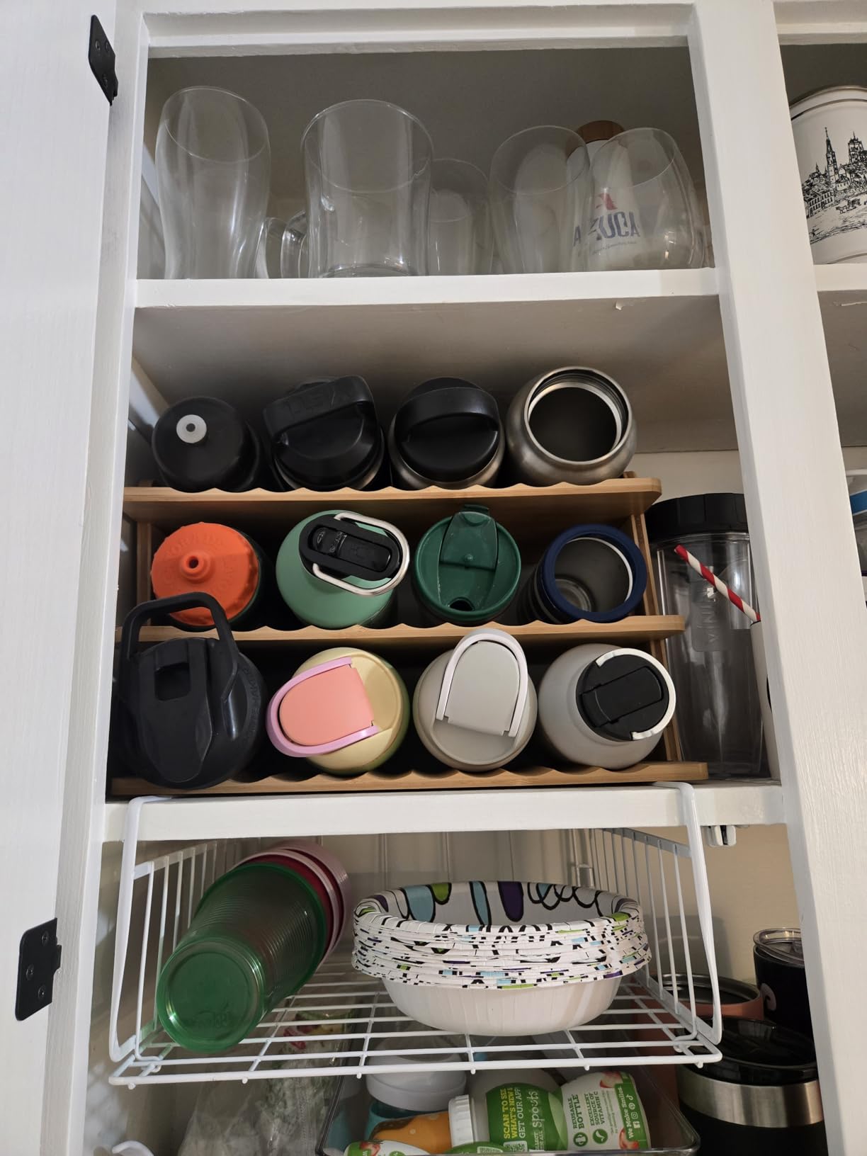 Simple Houseware Under Shelf Basket, White - 2-Pack Space-Saving Storage Organizer for Kitchen, Pantry, Closet, Office - Wire Metal Shelf Organizer, No Tools Required customer photo 1