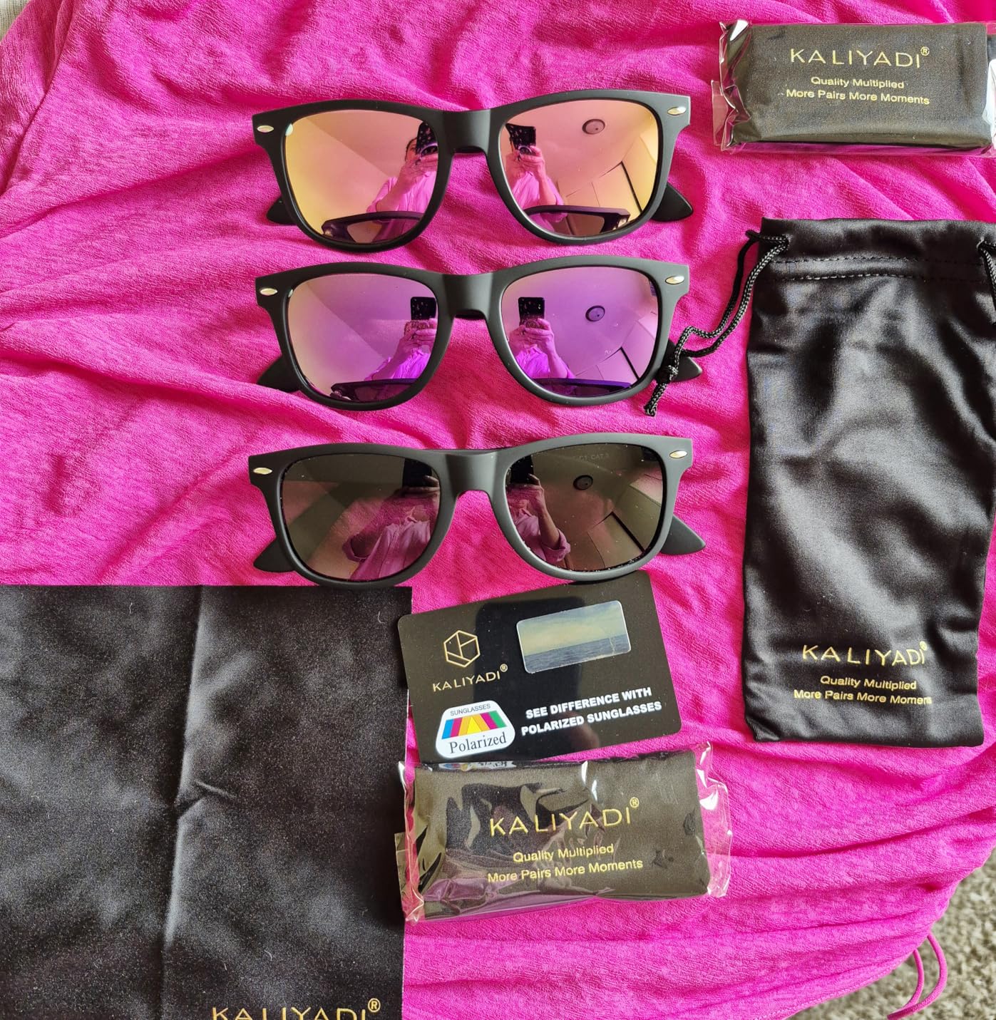 Polarized Sunglasses for Men and Women Matte Finish Sun glasses Color Mirror Lens UV Blocking (3 Pack) customer photo 2