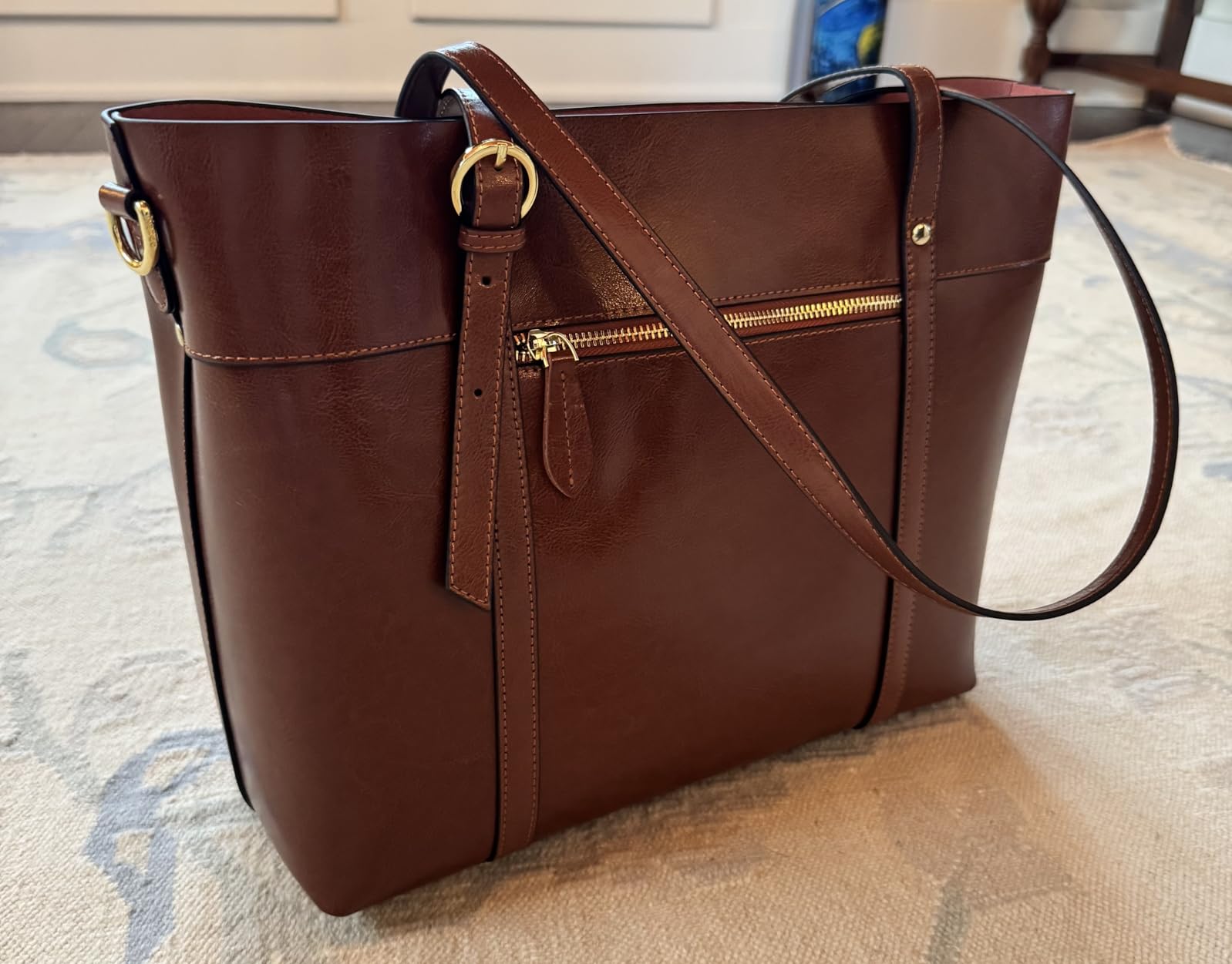 Genuine Leather Women Tote Bag Soft Handbags Vintage Shoulder Purses Fashion Top Handle Bag Large Capacity customer photo 2