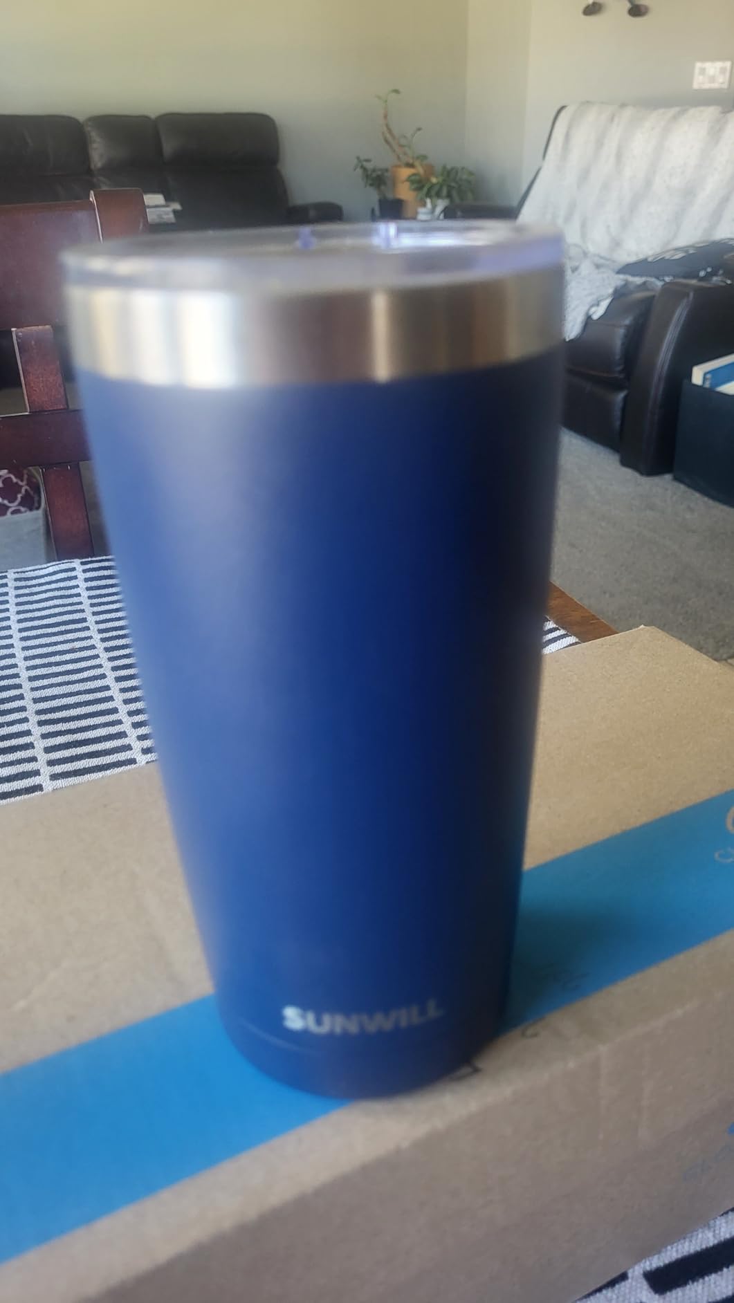 SUNWILL Travel Coffee Tumbler 20 oz, Insulated Mug with Lid, Stainless Steel, Powder Coated Navy customer photo 1