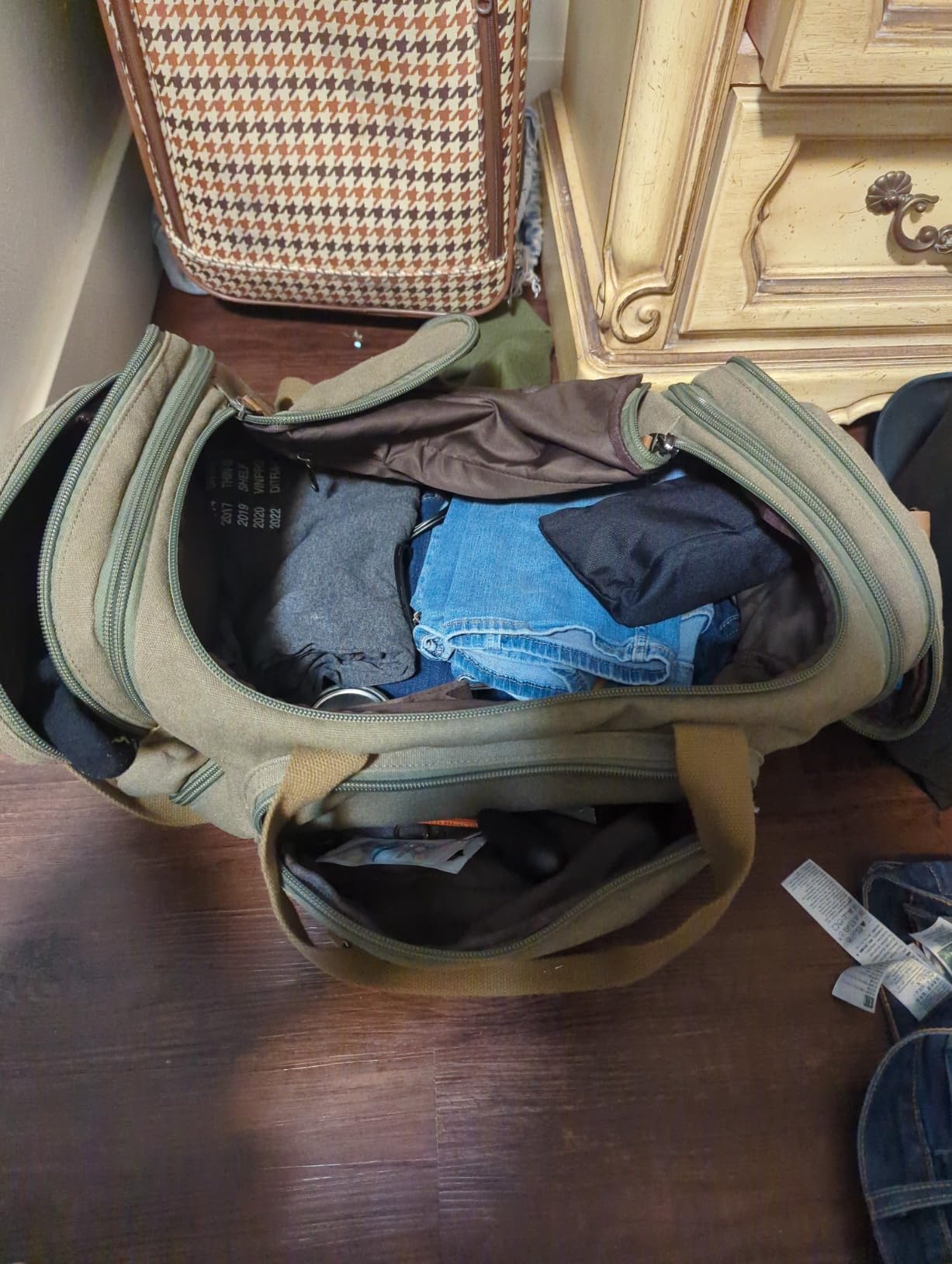 Gonex Canvas Duffle Bag for Travel 60L Duffel Overnight Weekender Bag (Army Green) customer photo 1