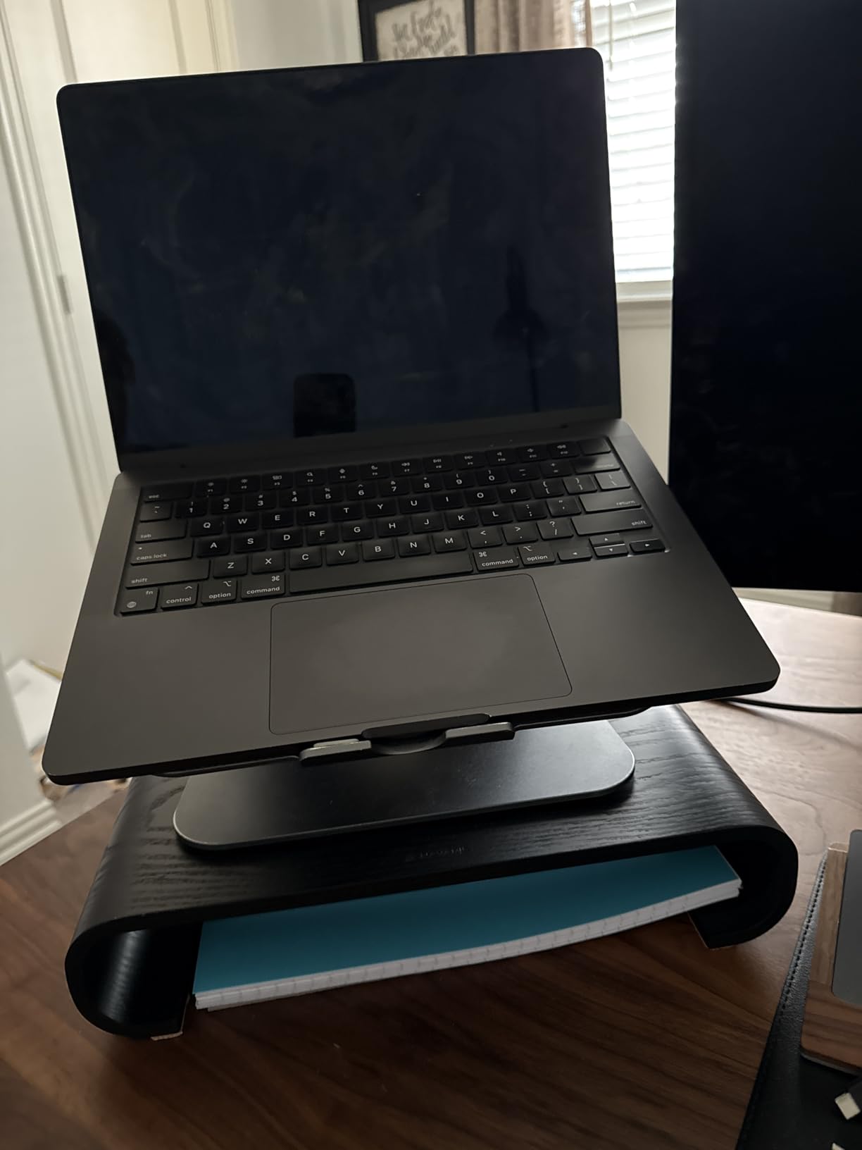 Navaris Wood Monitor Stand Riser - Computer Desk Organizer Desktop Dock Wooden Mount Display for PC TV Screen Notebook Laptop - Bamboo customer photo 1