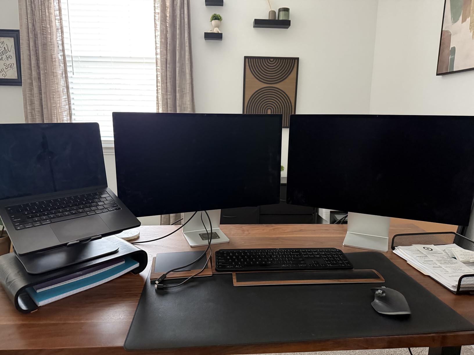 Navaris Wood Monitor Stand Riser - Computer Desk Organizer Desktop Dock Wooden Mount Display for PC TV Screen Notebook Laptop - Bamboo customer photo 2