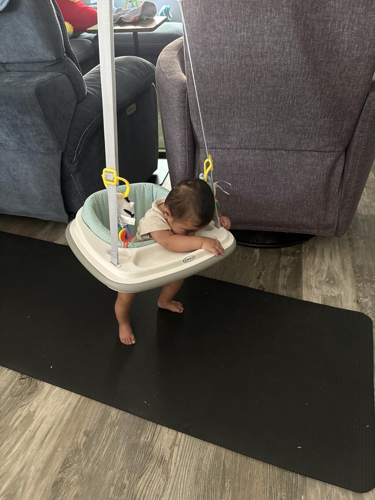 Graco Bumper Doorway Jumper for Baby, Bounce Seat with Machine Washable Pad, Adjustable Height Baby Jumper, Play Tray for Toys, Caravan customer photo 2