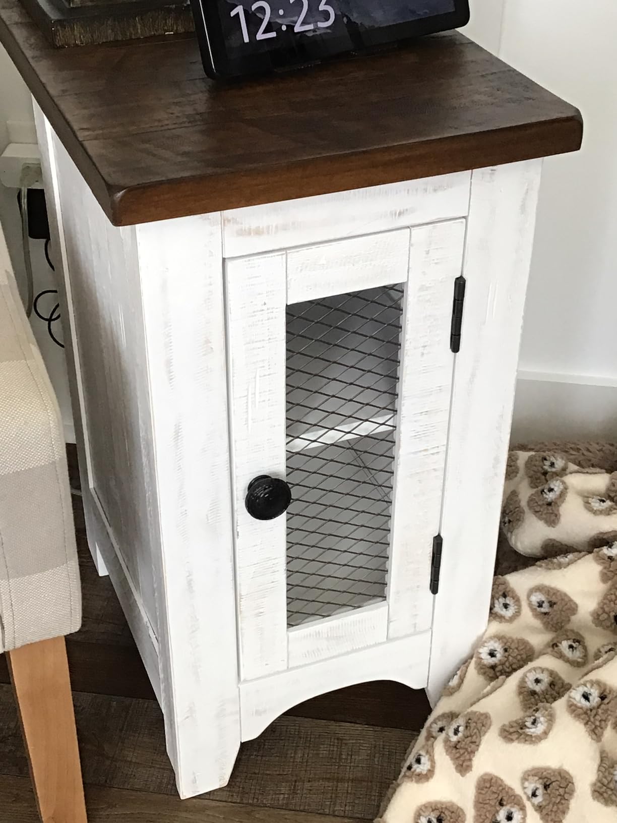Signature Design by Ashley Valebeck Rustic Farmhouse Chair Side End Table with Cabinet Door, Distressed Black customer photo 1