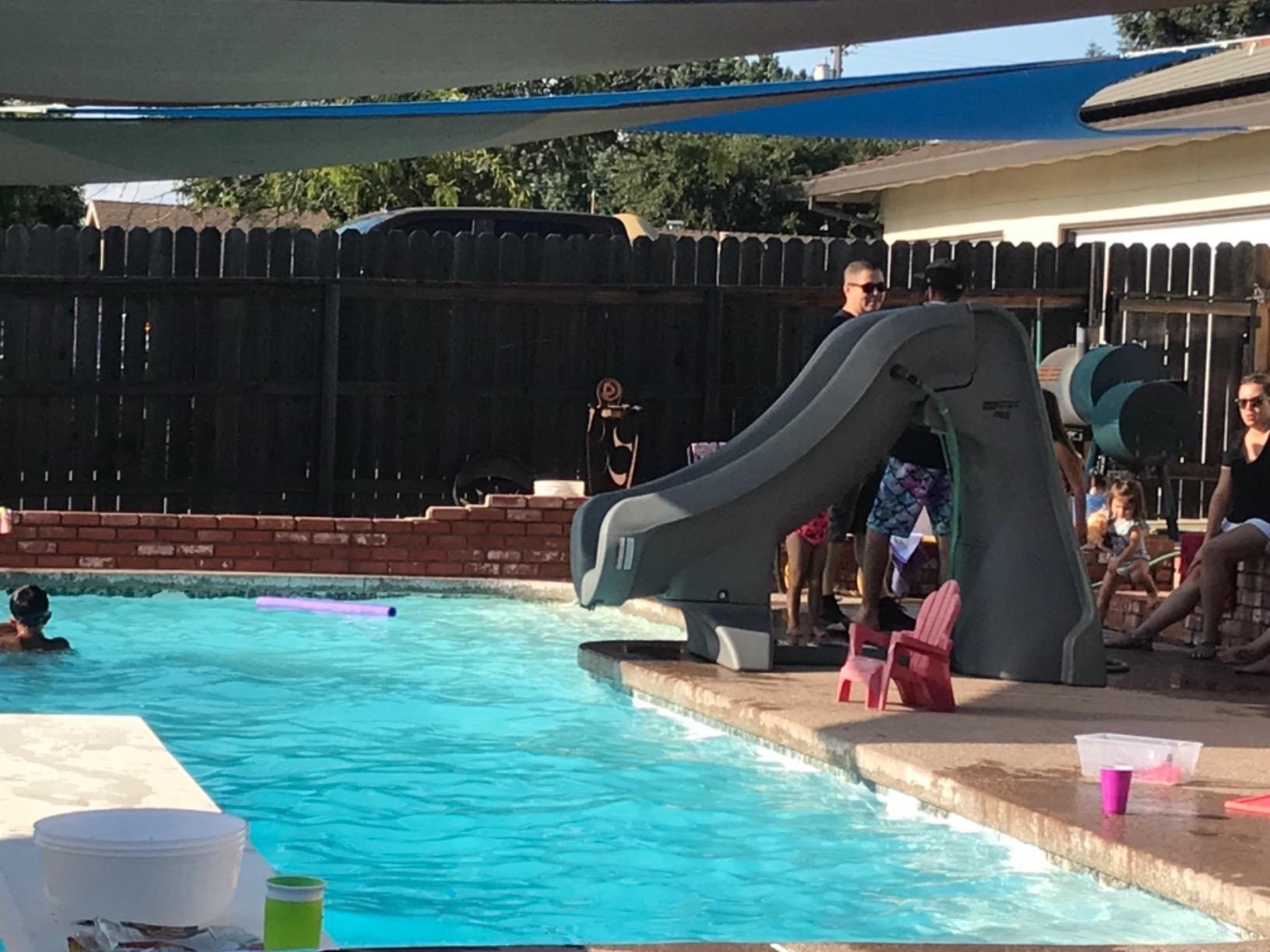 S.R. Smith SlideAway Pool Slide, Gray - Premium Water Slide for Inground Swimming Pool - Deck Mounted with Enclosed Ladder for Safety customer photo 1