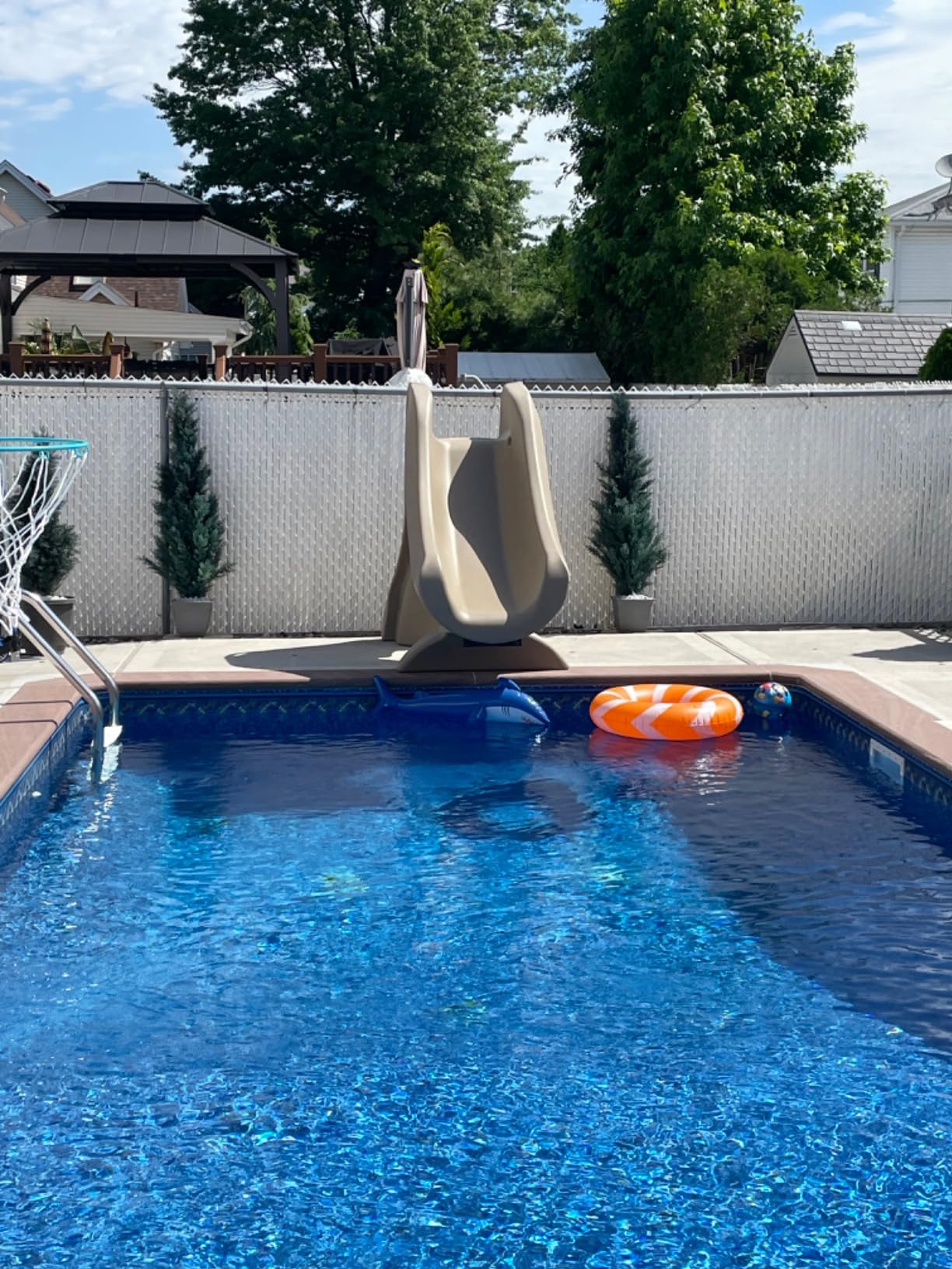 S.R. Smith SlideAway Pool Slide, Gray - Premium Water Slide for Inground Swimming Pool - Deck Mounted with Enclosed Ladder for Safety customer photo 2