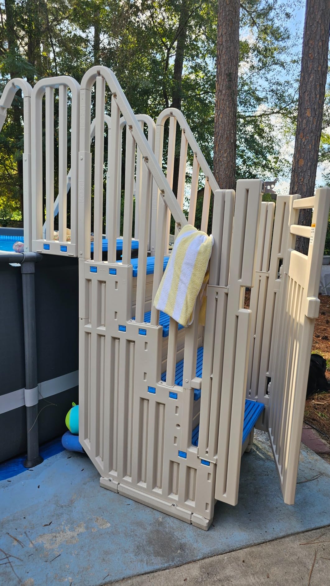 Confer Plastics Step Enclosure System: Above Ground Entry System, Dual Handrails, Slip-Resistant Steps, Supports 400 lbs - Warm Grey with Grey Step-1X Treads customer photo 2