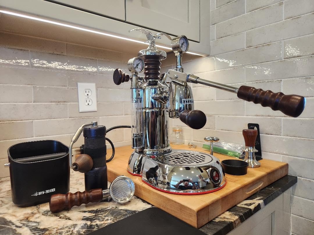 La Pavoni Esperto Abile 16-Cup Lever Espresso Machine - Chrome Finish with Custom Rosewood Handles, 54-Ounce Nickel-Plated Boiler, Dual Frothing Systems & Group Pressure Gauge - Made in Italy customer photo 1