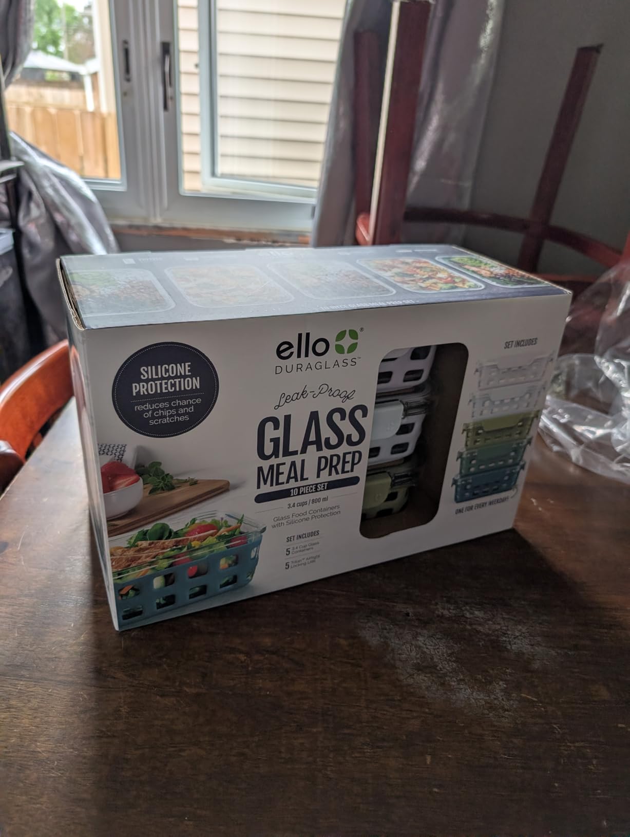 Ello Duraglass 3.4 Cup Meal Prep Sets 10Pc, 5 Pack Set- Glass Food Storage Container with Silicone Sleeve and Airtight BPA-Free Plastic Lids, Dishwasher, Microwave, and Freezer Safe, Evening Orchard customer photo 2