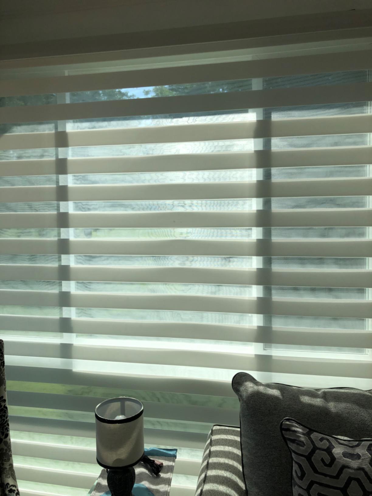 Yoolax Motorized Zebra Blinds Works with Alexa, Motorized Blinds with Remote Custom Size, Privacy Electric Zebra Shades for Windows (80% Shading White) customer photo 1
