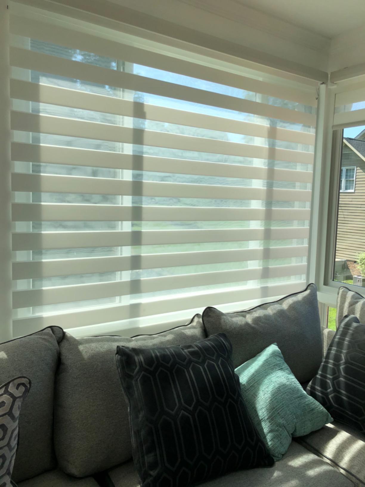 Yoolax Motorized Zebra Blinds Works with Alexa, Motorized Blinds with Remote Custom Size, Privacy Electric Zebra Shades for Windows (80% Shading White) customer photo 2