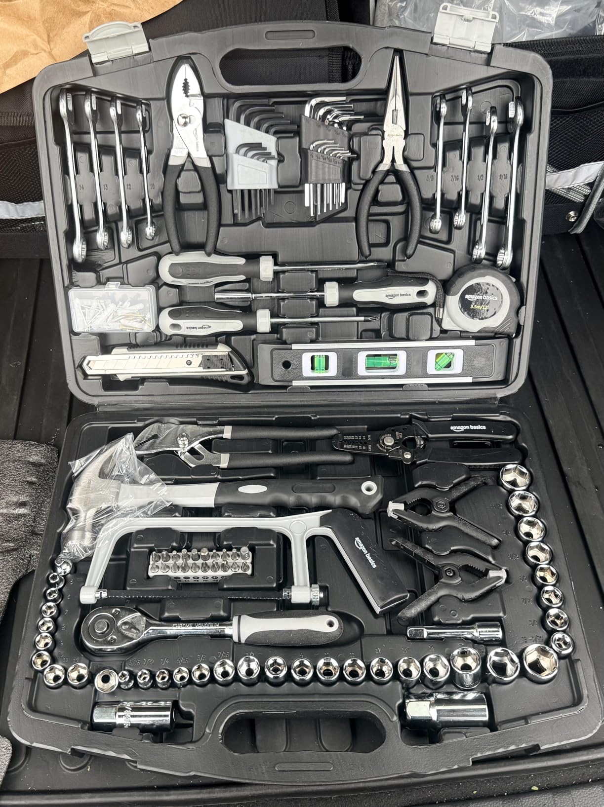 Amazon Basics 65-Piece General Household Home Repair and Mechanic's Hand Tool Kit Set with Storage Case, Portable, Non-Slip Handles, Black customer photo 2