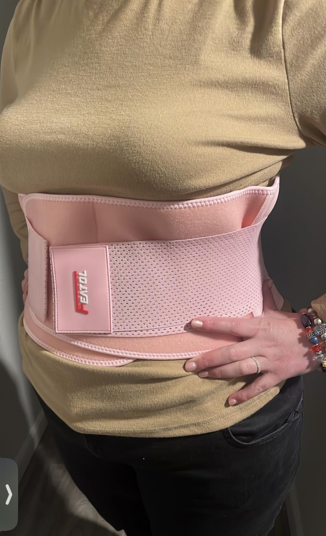 FEATOL Back Brace Support Belt-Lumbar Support Back Brace for Back Pain, Sciatica, Scoliosis, Herniated Disc Adjustable Support Straps-Lower Back Brace with Removable Lumbar Pad for Men & Women customer photo 2