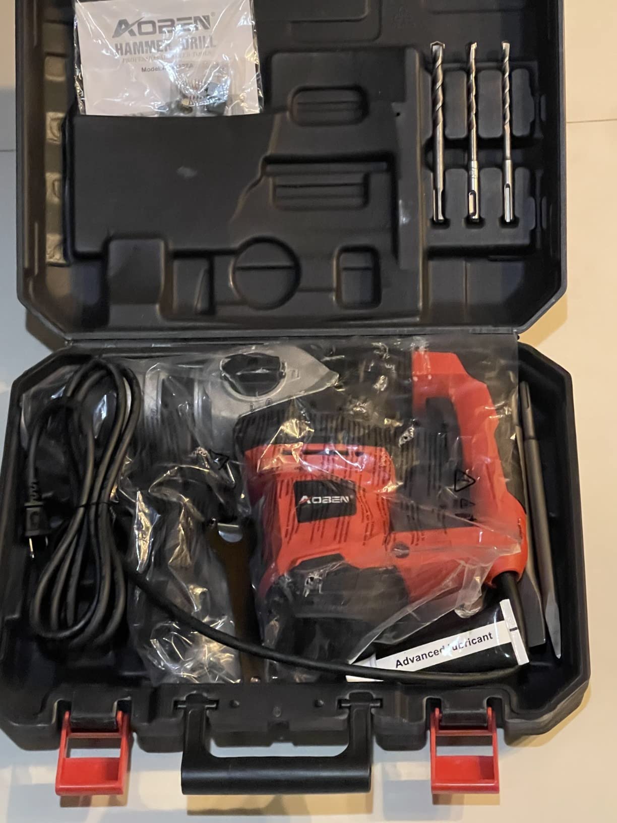 AOBEN Rotary Hammer Drill with Vibration Control and Safety Clutch, 13 Amp Heavy Duty 1-1/4 Inch SDS-Plus Demolition Hammer for Concrete - Including 3 Drill Bits, Flat/Point Chisels customer photo 2