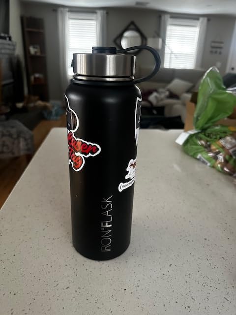 IRON FLASK Camping & Hiking Hydration Flask with Straw, Wide Mouth Insulated Stainless Steel Sports Water Bottle - Midnight Black 64 oz - Straw (1 Lid) customer photo 1