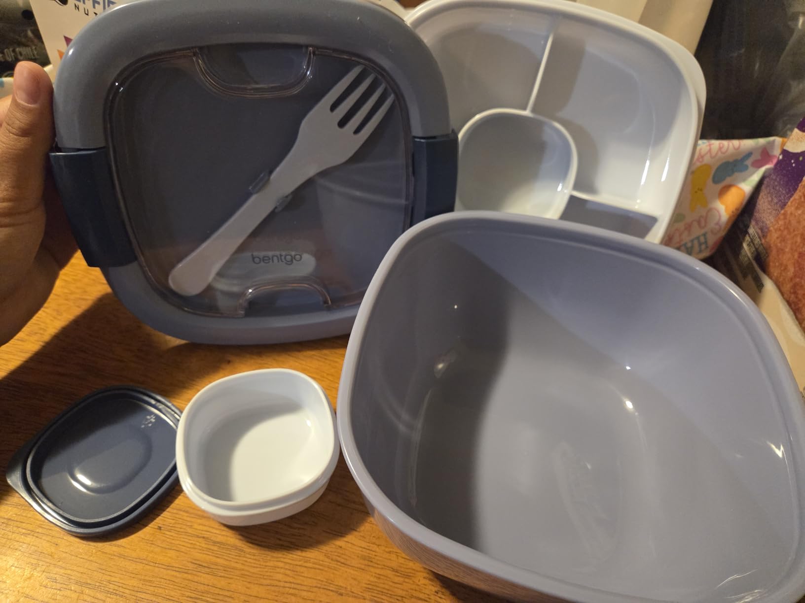 Bentgo Salad Container - 54 oz Bowl with 4-Compartment Toppings Tray, Dressing Container, Reusable Fork, BPA-Free Lunch Box for Meal Prep & Food Storage; Removable Bento Tray (Blush Marble) customer photo 1
