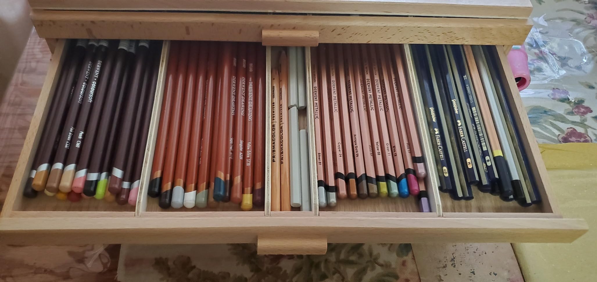 7 Elements 6 Drawer Wooden Artist Storage Supply Box for Pastels, Pencils, Pens, Markers, Brushes and Tools customer photo 2