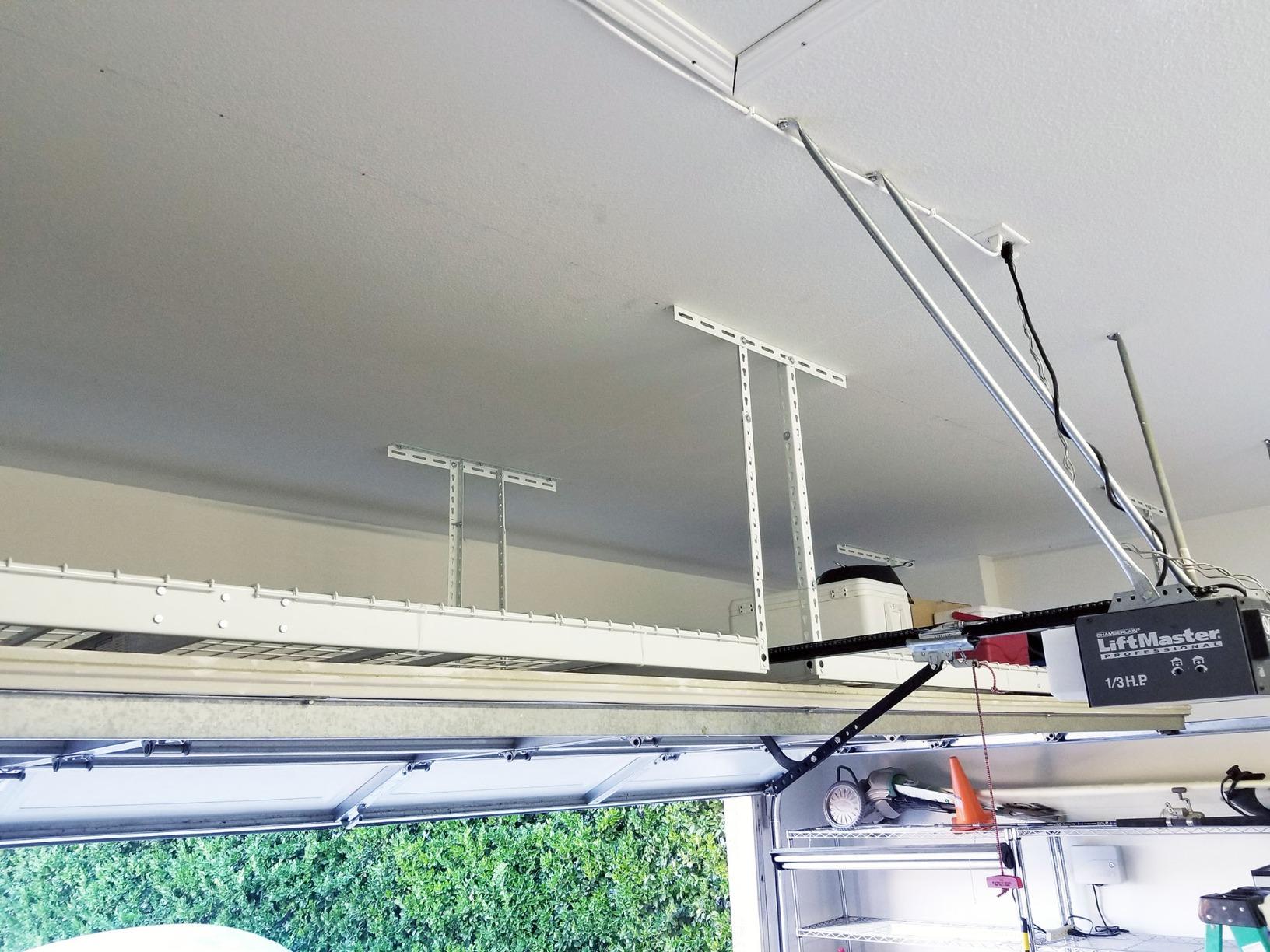 SafeRacks Overhead Garage Storage Rack - Heavy Duty Racks for Garage with 600 lb Capacity, Easy Storage, Adjustable Storage Rack, Ceiling Mount Storage 4x8 Hammertone (12