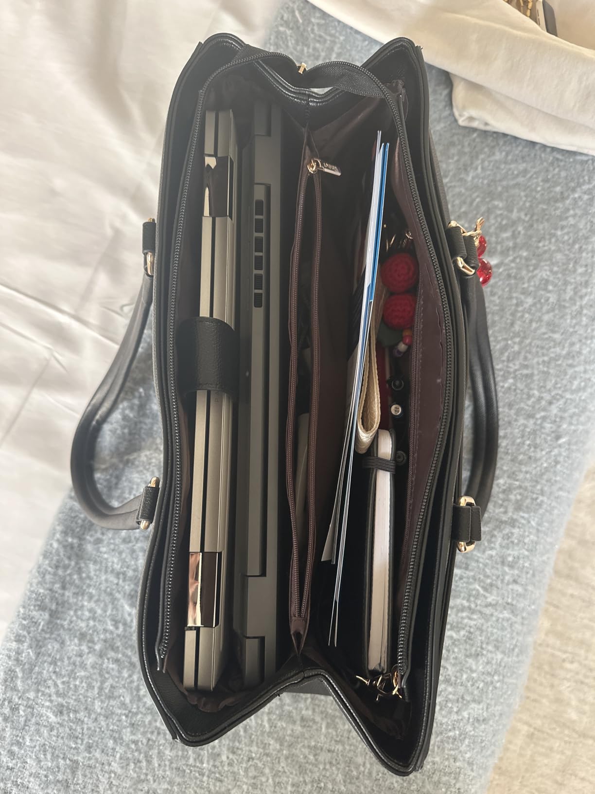LOVEVOOK Laptop Tote Bag for Women 15.6 Inch Waterproof Leather Computer Bags Business Office Work Briefcase Black customer photo 2