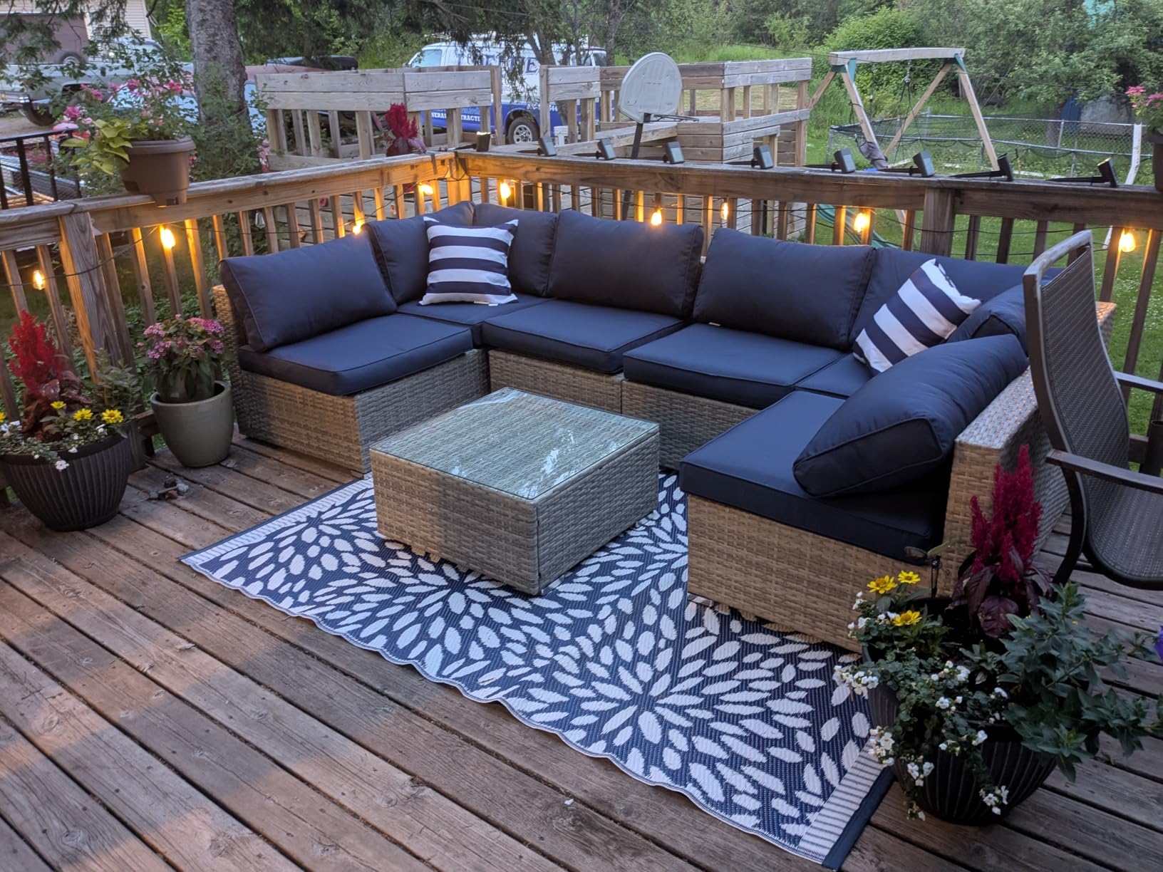 Best Choice Products 7-Piece Modular Outdoor Sectional Wicker Patio Conversation Set w/ 2 Pillows, Coffee Table, Cover Included - Brown/Red customer photo 1