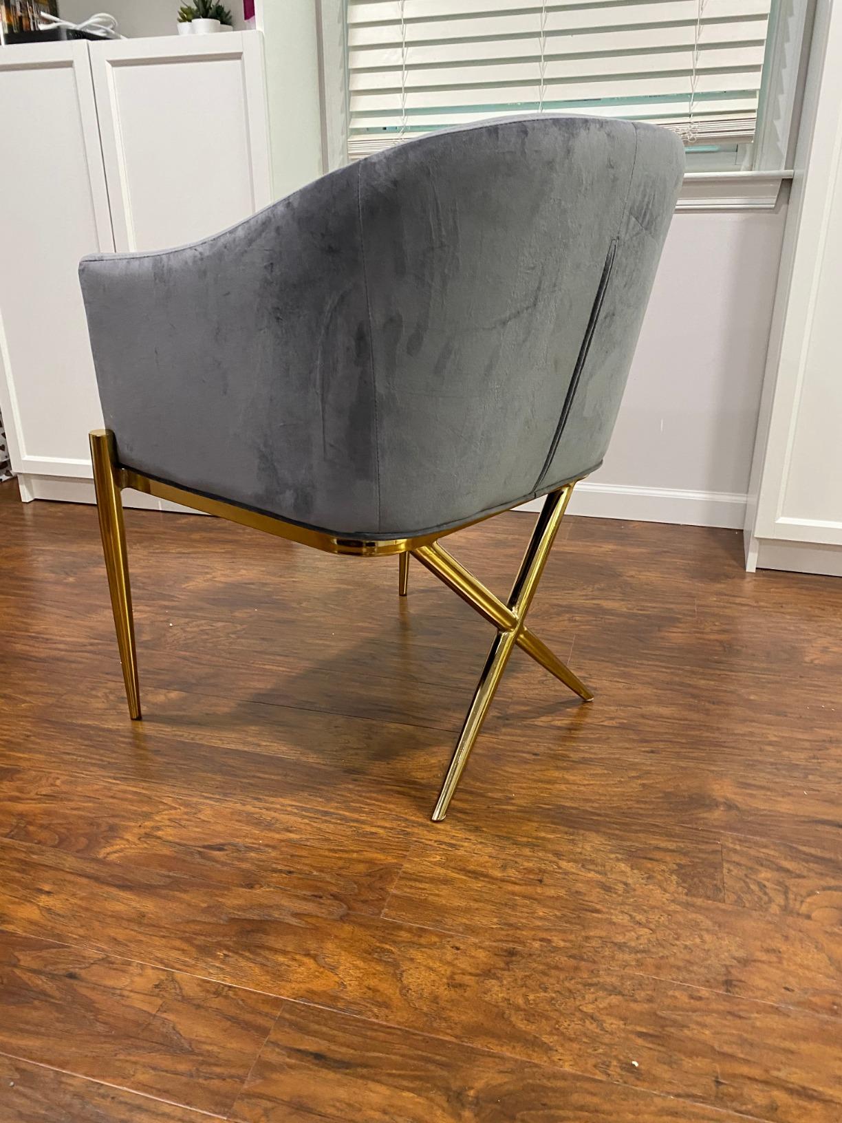 Meridian Furniture Xavier Collection Modern | Contemporary Velvet Upholstered Dining Chair with Sturdy Steel X Shaped Legs, 25.5