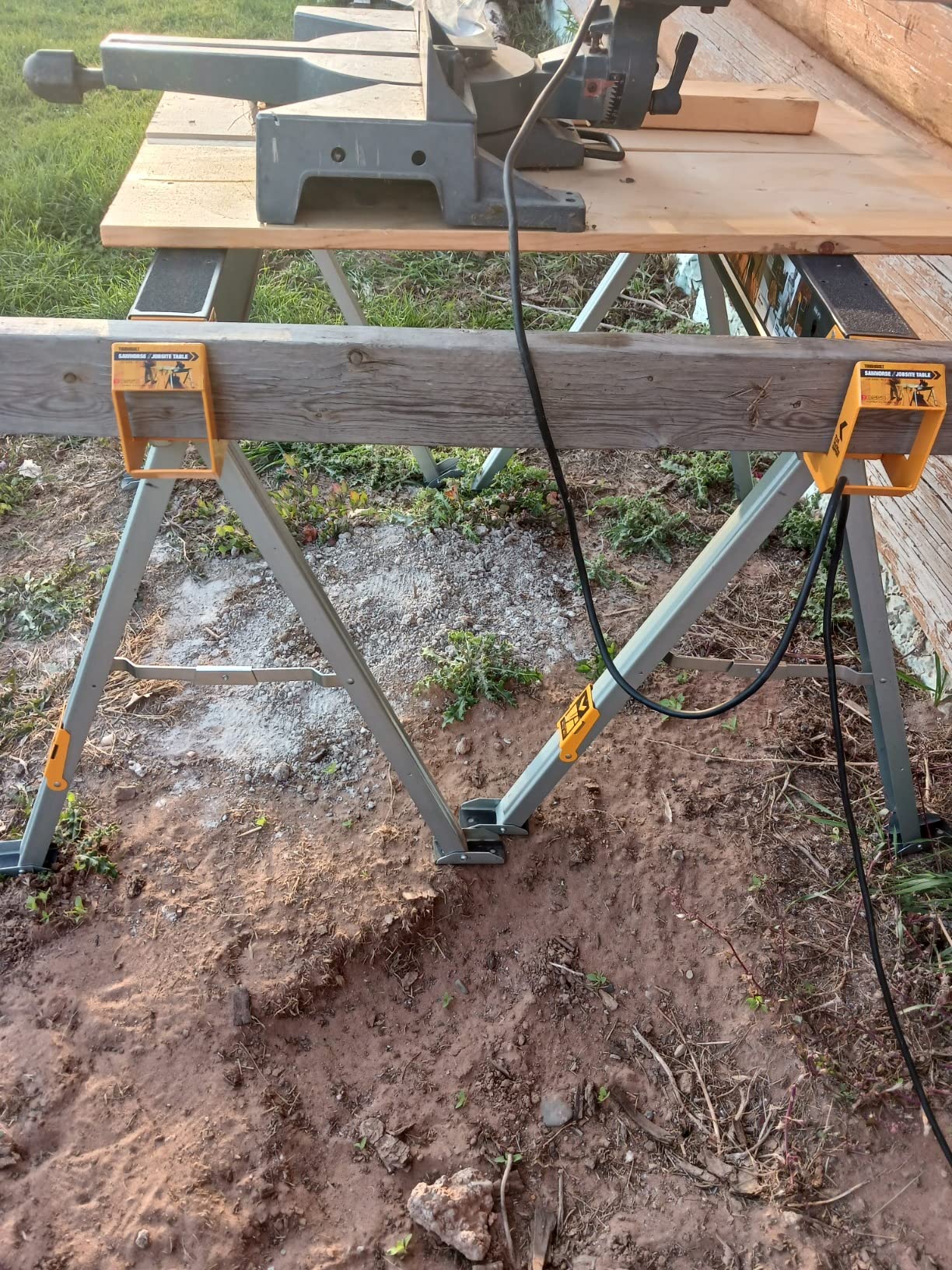 ToughBuilt - Sawhorse/Jobsite Table, Heavy-Duty Folding Sawhorses with 2,200 lb Combined Load Capacity, Adjustable 2x4 Support Arms and All-Steel Powder-Coated Frame, 2 Pack (TB-C550-2) customer photo 1