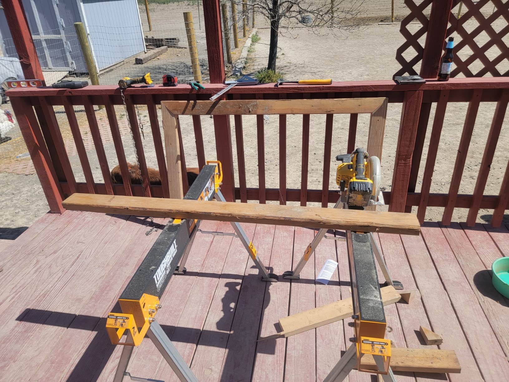 ToughBuilt - Sawhorse/Jobsite Table, Heavy-Duty Folding Sawhorses with 2,200 lb Combined Load Capacity, Adjustable 2x4 Support Arms and All-Steel Powder-Coated Frame, 2 Pack (TB-C550-2) customer photo 2