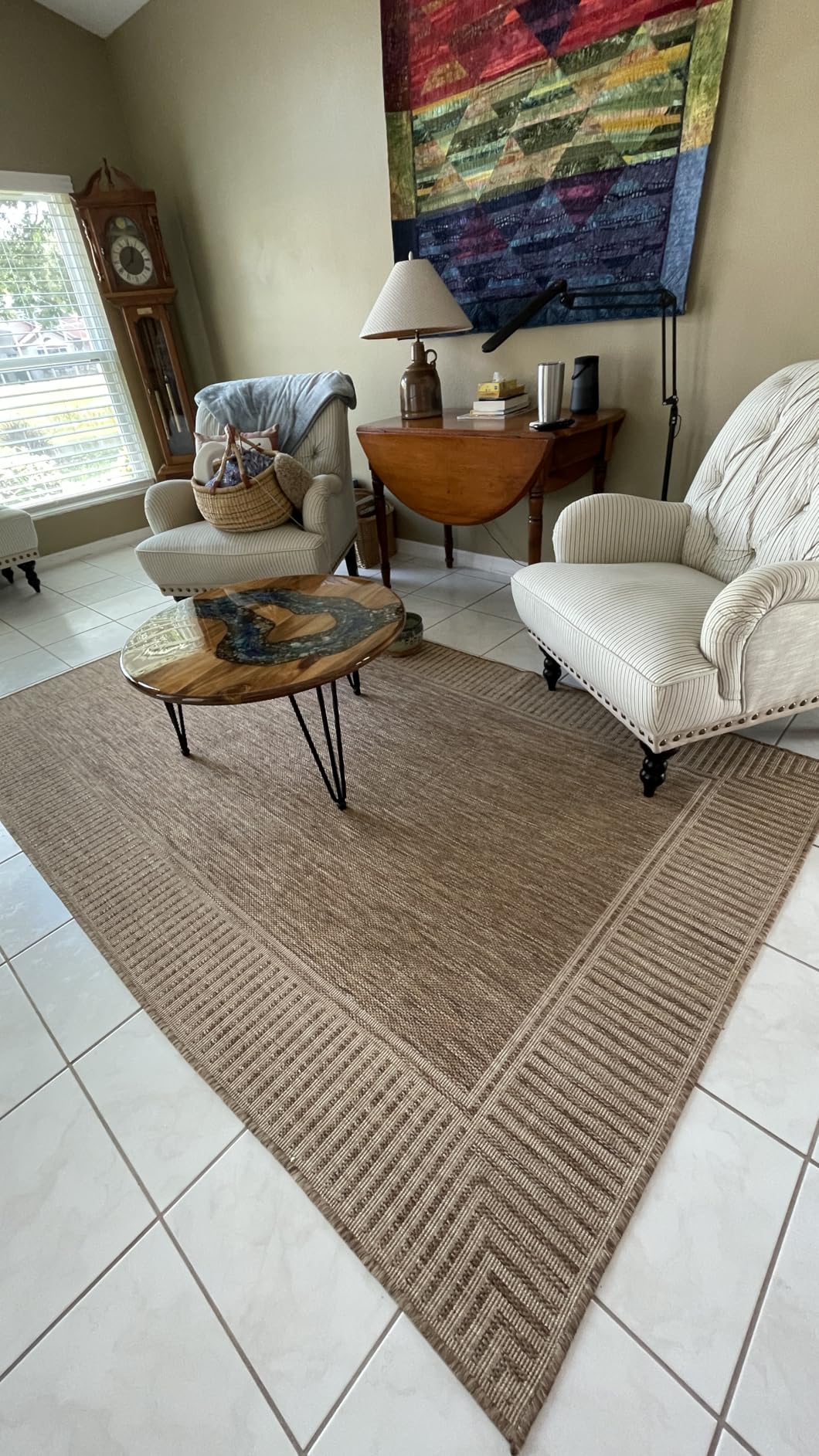 nuLOOM Asha Indoor/Outdoor Area Rug 8x10 - Striped Border, Light Brown/Ivory, Stain Resistant, Easy Clean, Durable for Patio, Deck, Porch, Garden, Courtyard customer photo 1