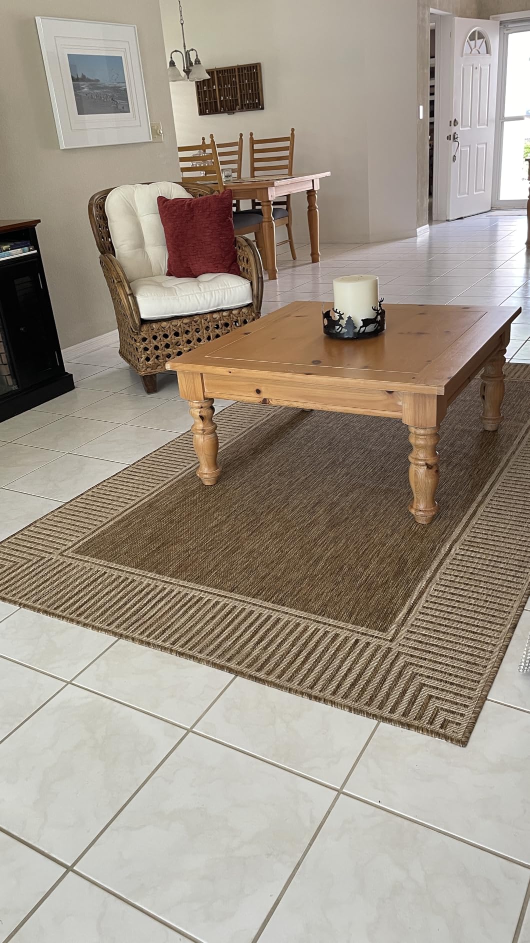 nuLOOM Asha Indoor/Outdoor Area Rug 8x10 - Striped Border, Light Brown/Ivory, Stain Resistant, Easy Clean, Durable for Patio, Deck, Porch, Garden, Courtyard customer photo 2