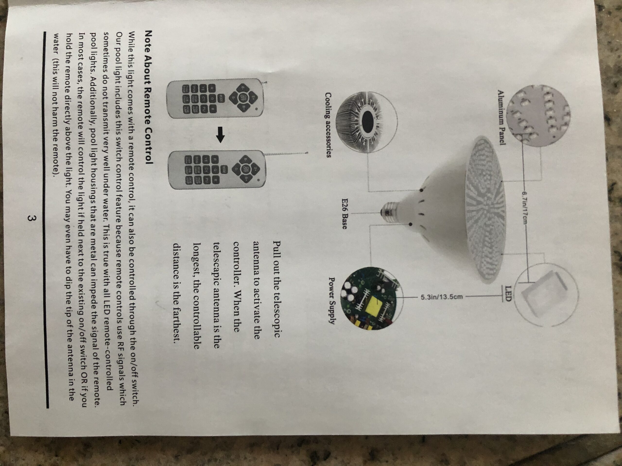 Pool Lights, 120V 40W RGB Color Changing Underwater LED Pool Light for Inground Pool with Remote Control, E26 Replacement Bulb Fit in for Pentair and Hayward Pool Light Fixtures customer photo 2