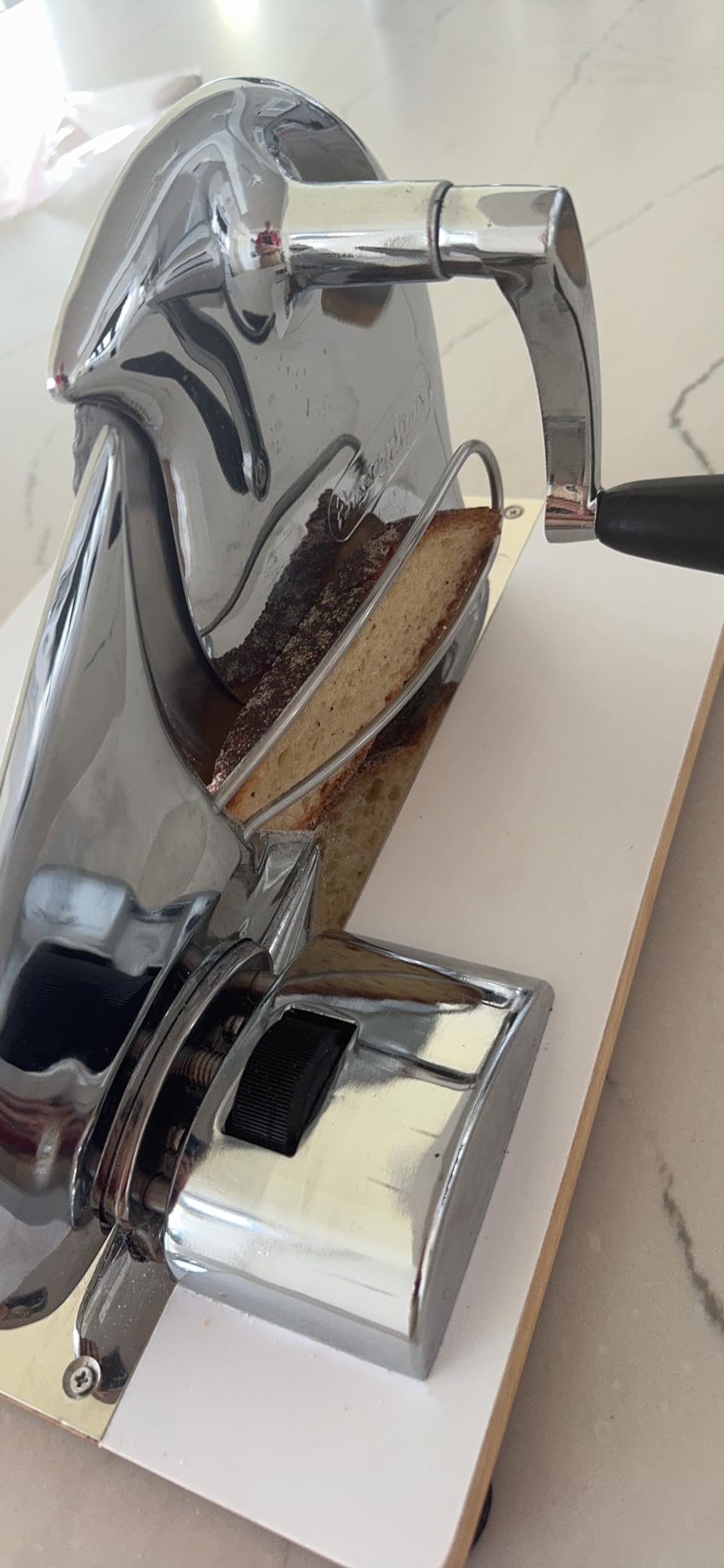 Zassenhaus Original Classic Adjustable Bread Slicer for Uniform Slices - Bread Slicer for Homemade Bread - 18/8 Stainless Steel Blade Sourdough Cutter - Cream customer photo 1