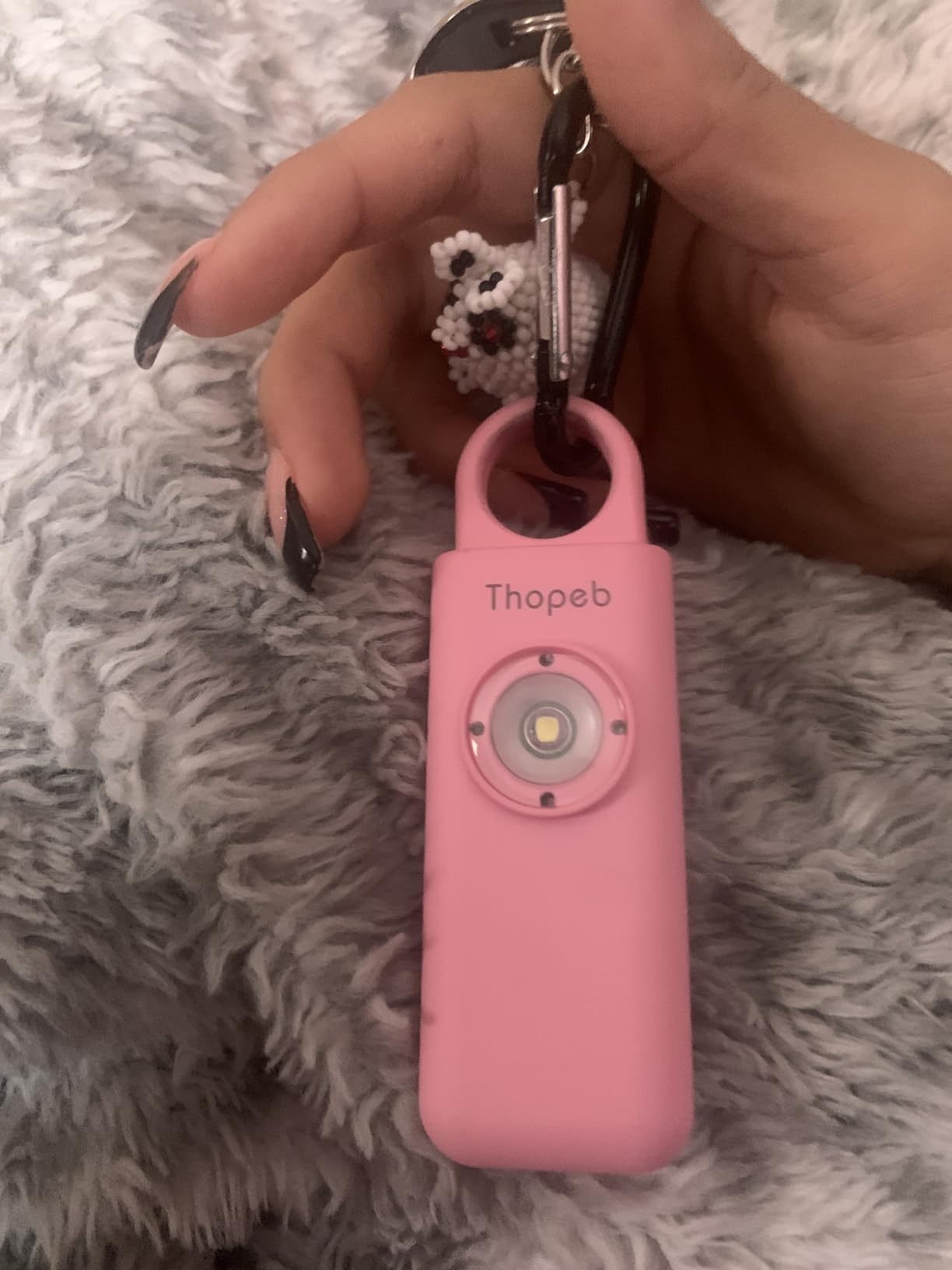 Thopeb - The Original Personal Safety Alarm for Women Self Defense - Elders & Kids Self Defense Keychain Siren - 135dB Loud Siren Bird Sound - Cute Key Chains Protection (Charcoal) customer photo 1