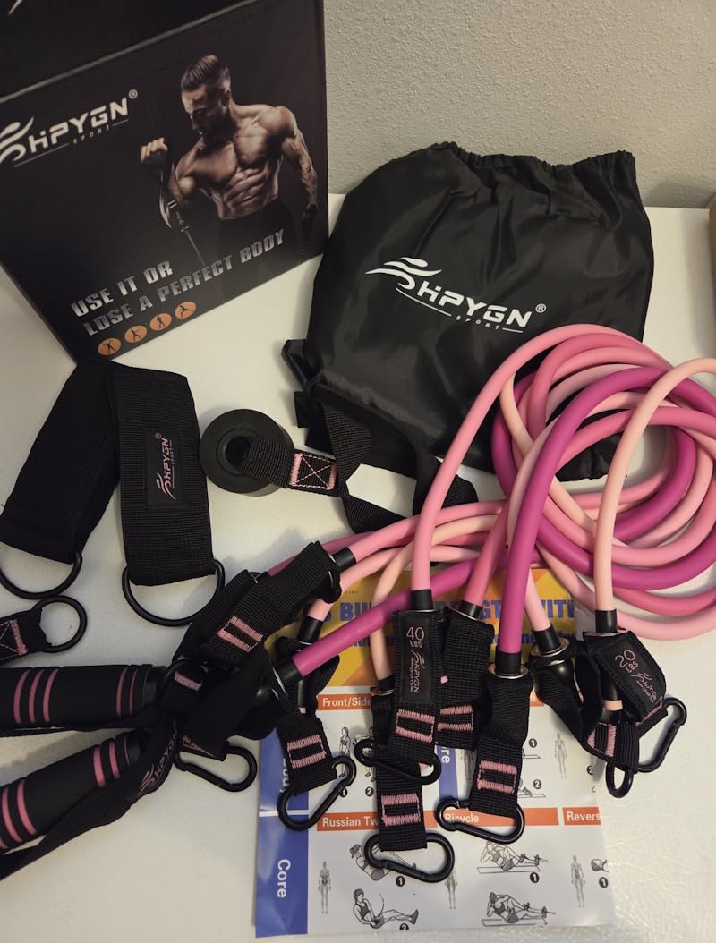 HPYGN Resistance Bands, Exercise Bands with Handles, Fitness Bands with Door Anchor and Ankle Straps customer photo 2