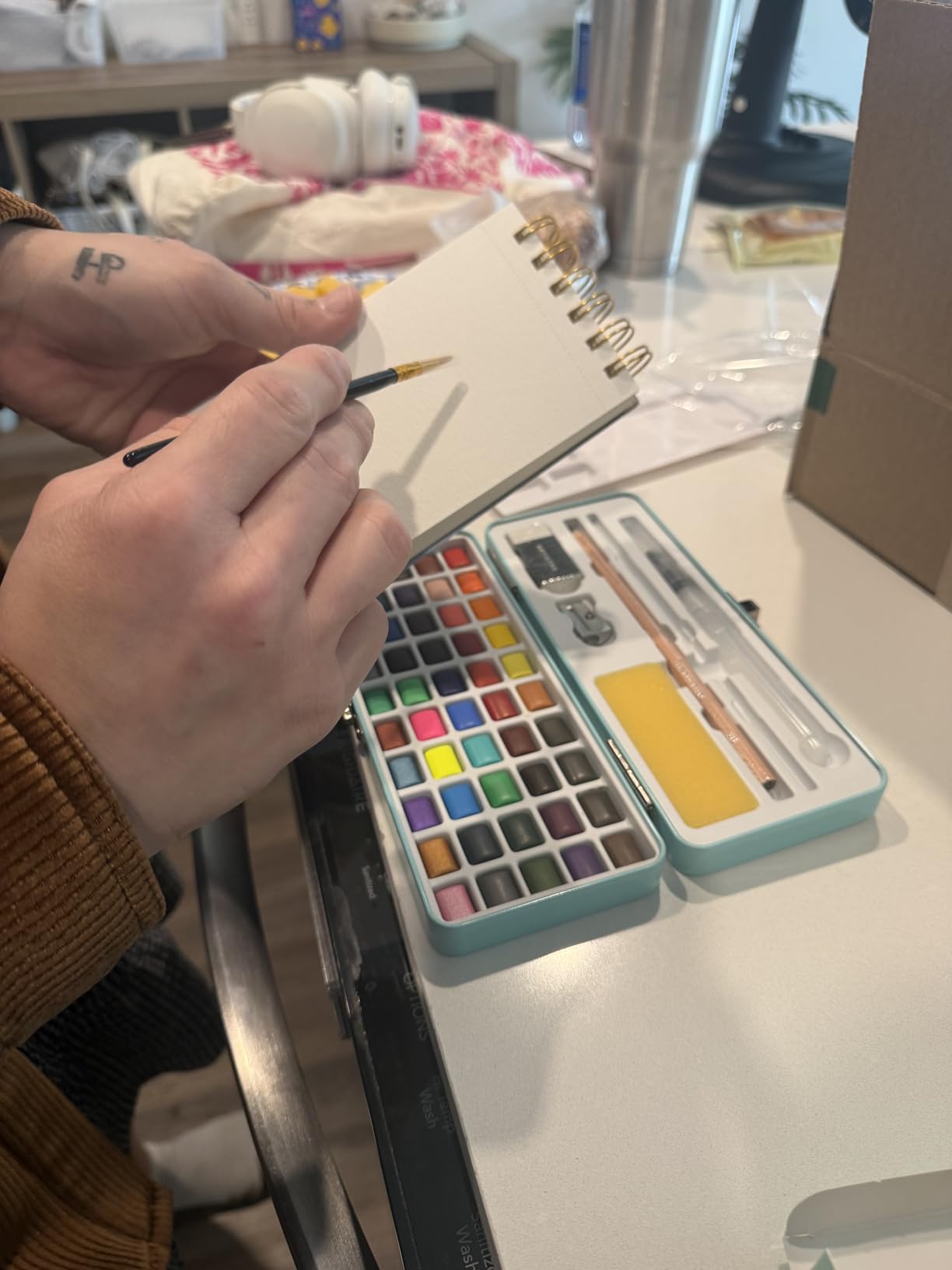 ARTISTRO 50 Color Watercolor Paint Set - Portable Paint Art Kit with Palette and Brush Pens - Travel Water Color Set for Adults, Professionals, Kids customer photo 1