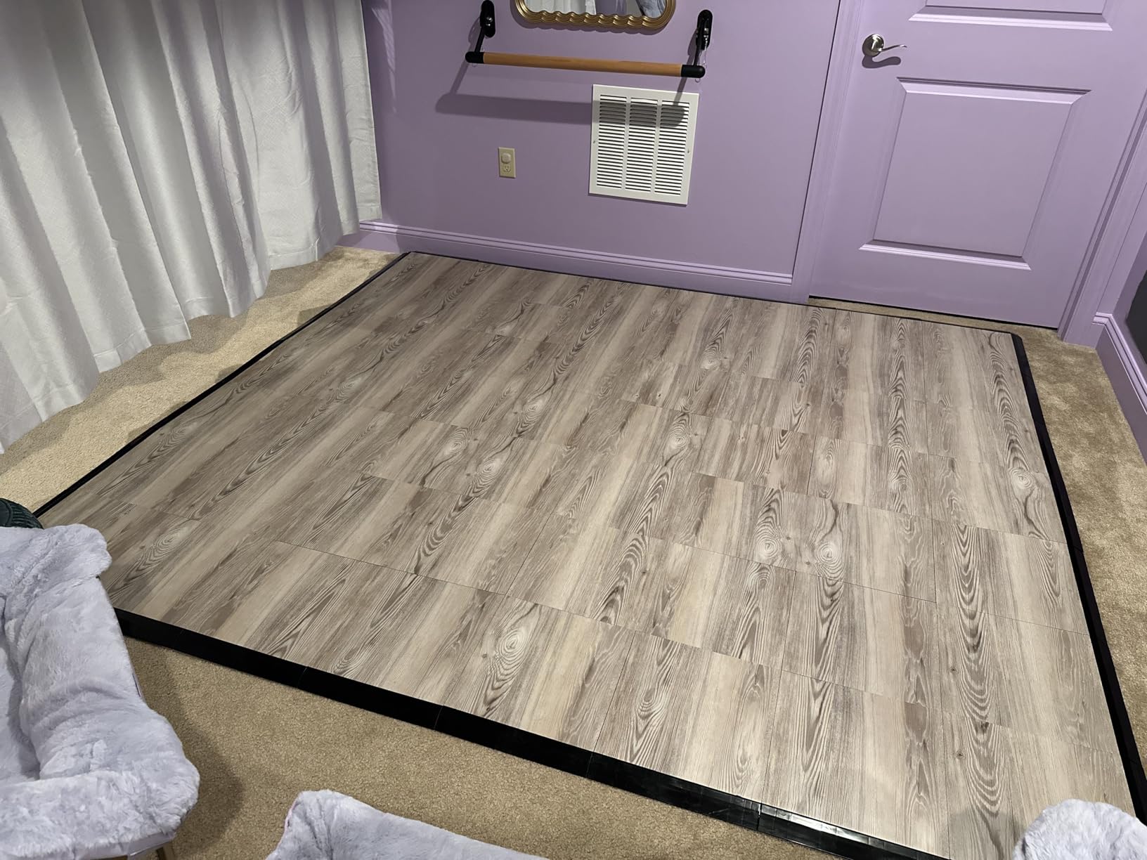 VersaStep by FlooringInc 12 x 12 Inch Interlocking Dance Floor Tiles, Portable Vinyl Dance Floor for Home Practice, 3/8 Inch Thick Snap Together Tap and Ballet Flooring, Beachwood, 9 Tiles, 9 Sq Ft customer photo 2